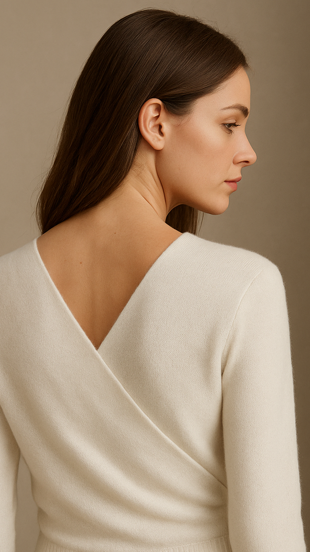 cardigan in cashmere bianco per sposa retro