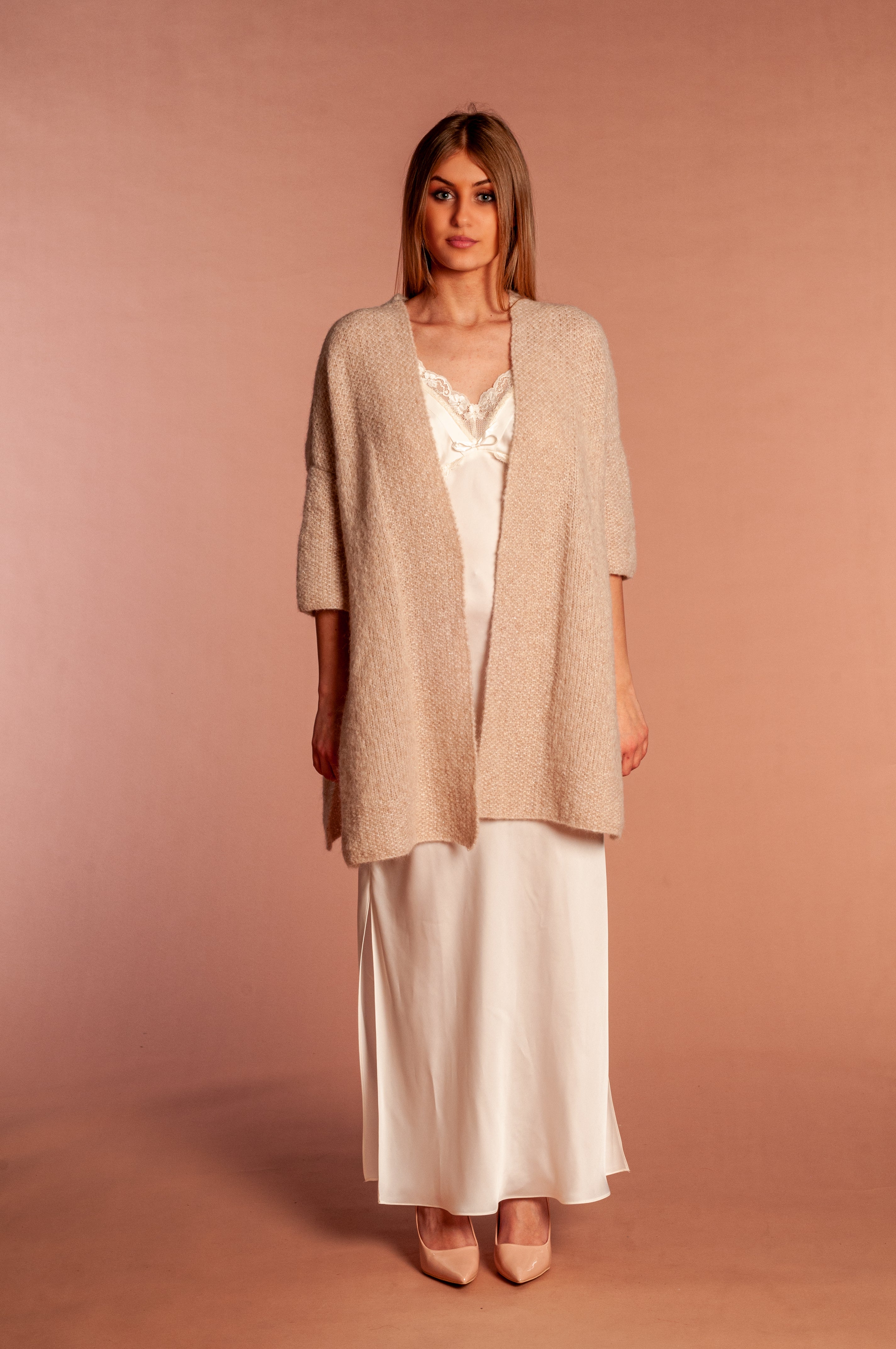 Cappotto corto Rosa Cipria e Lurex - Mela Wedding