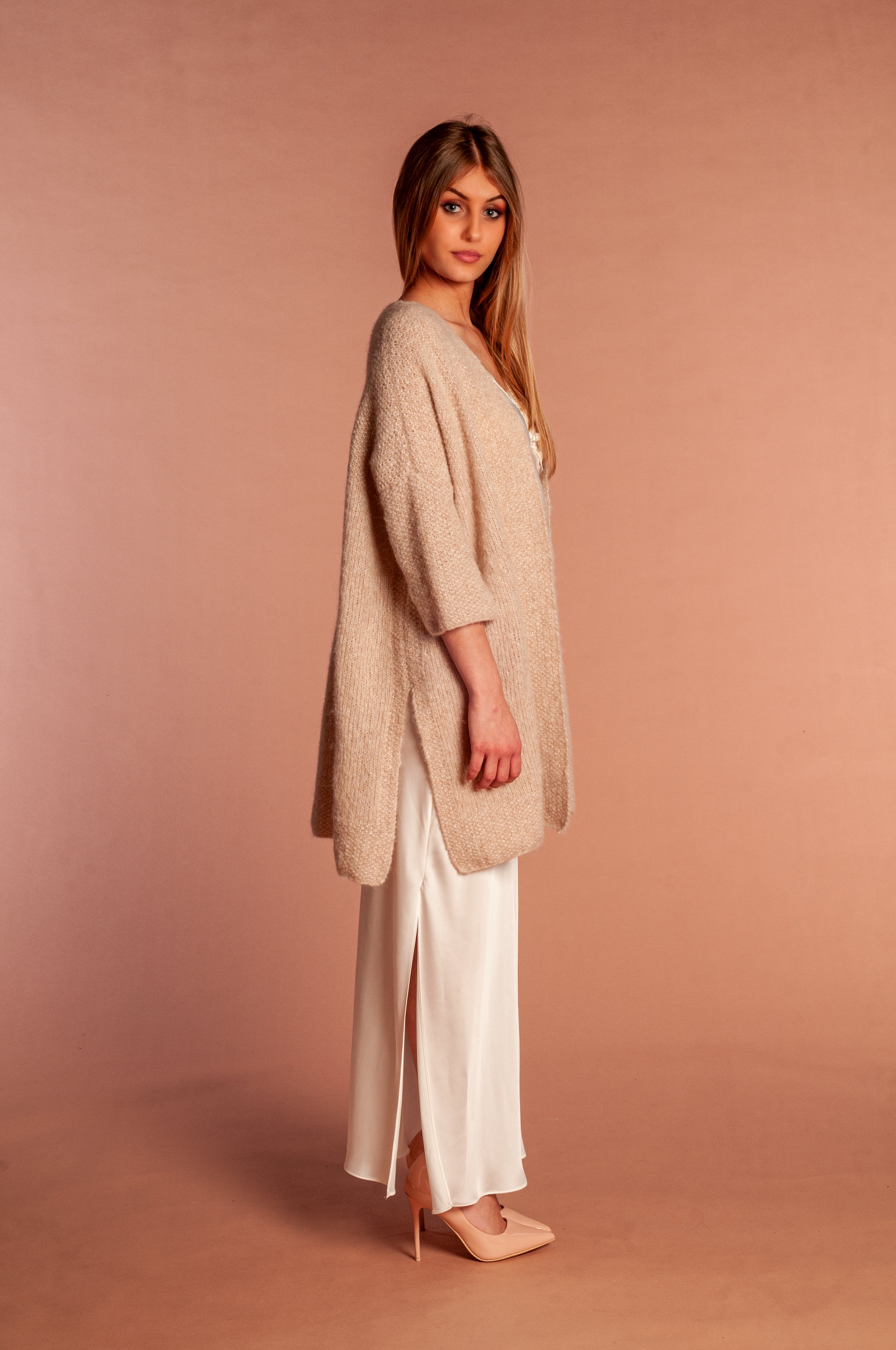 Cappotto corto Rosa Cipria e Lurex - Mela Wedding
