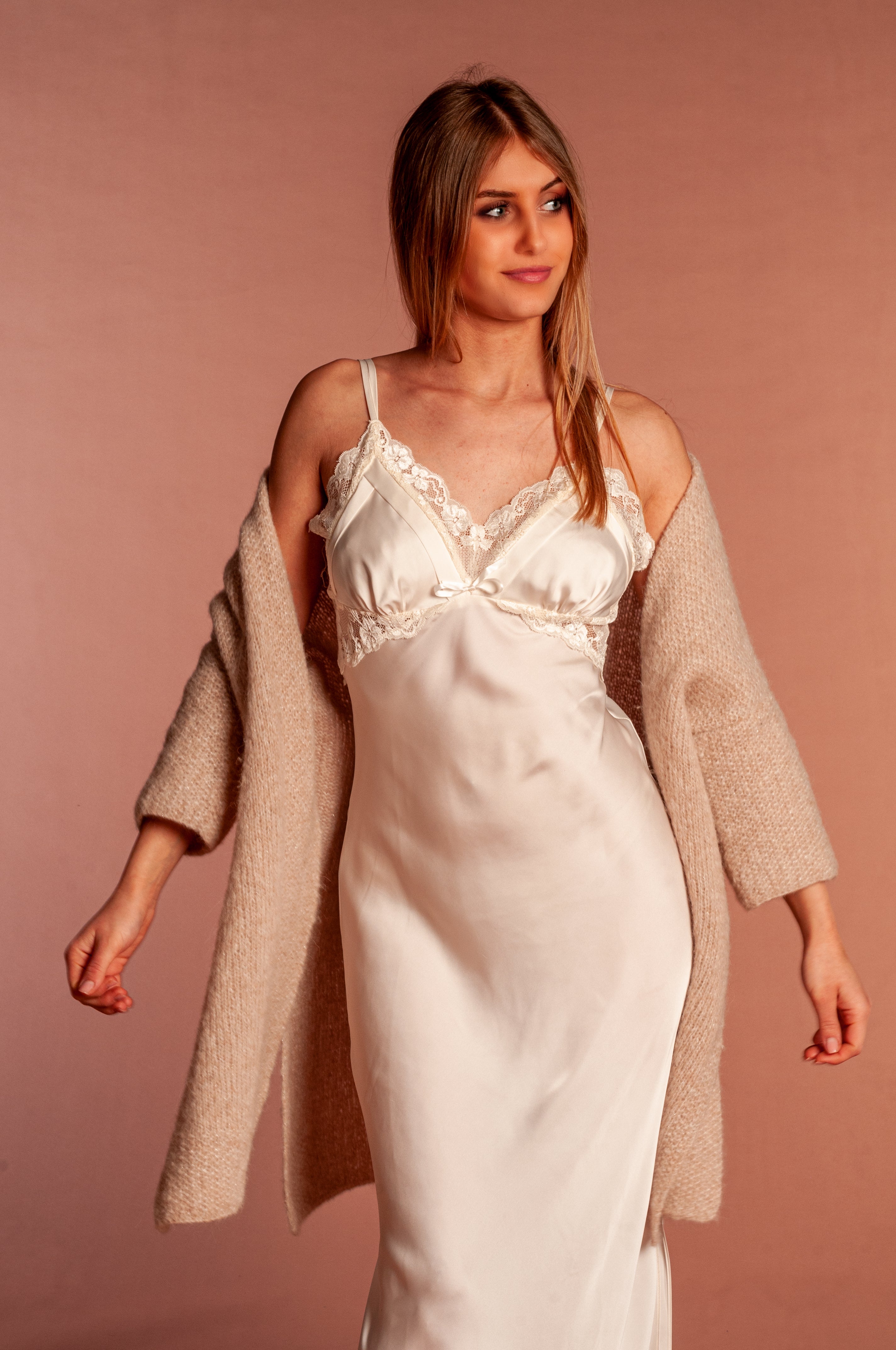 Cappotto corto Rosa Cipria e Lurex - Mela Wedding