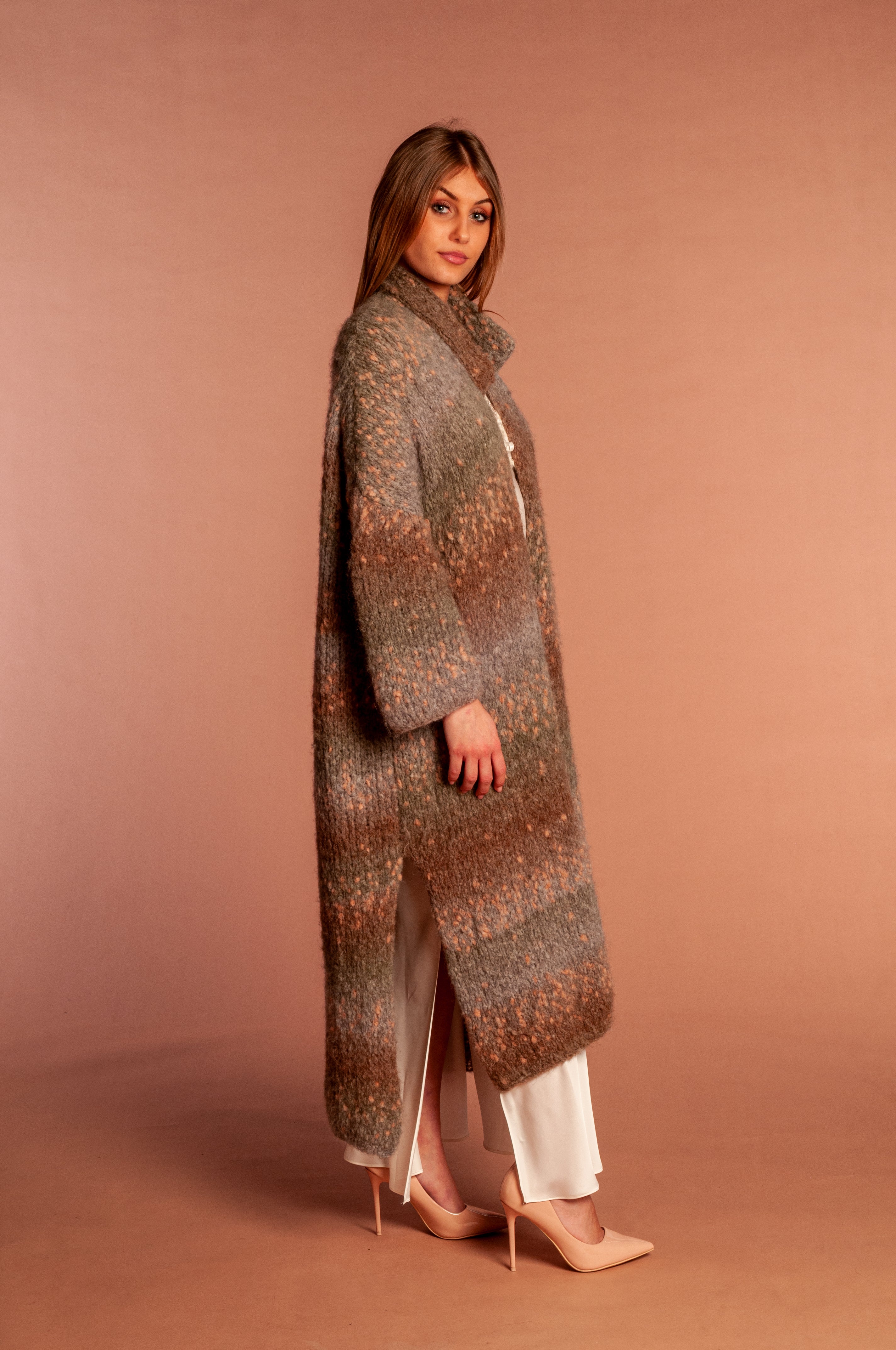Cappotto Alpaca Mohair e seta marrone - Mela Wedding