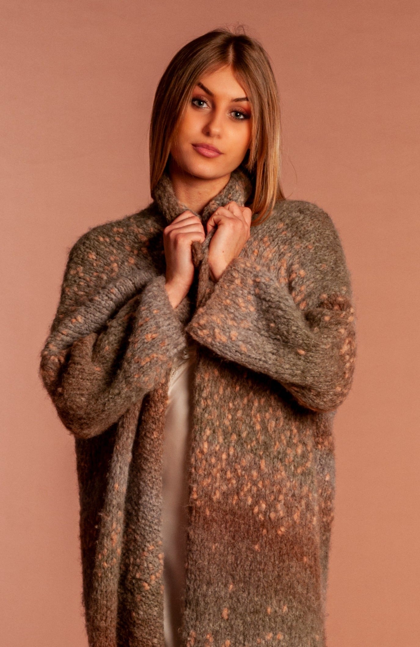 Cappotto Alpaca Mohair e seta marrone - Mela Wedding