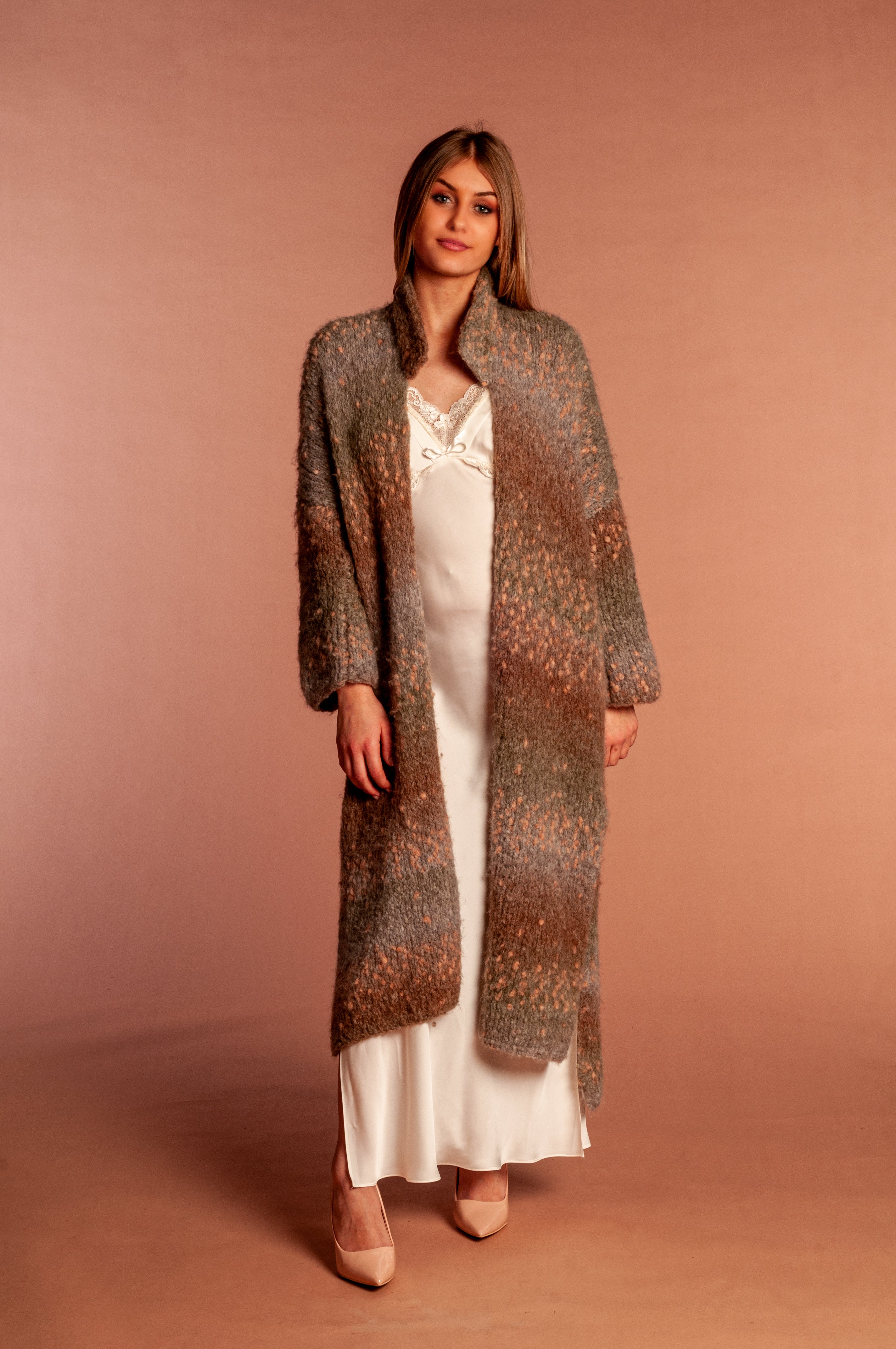 Cappotto Alpaca Mohair e seta marrone - Mela Wedding