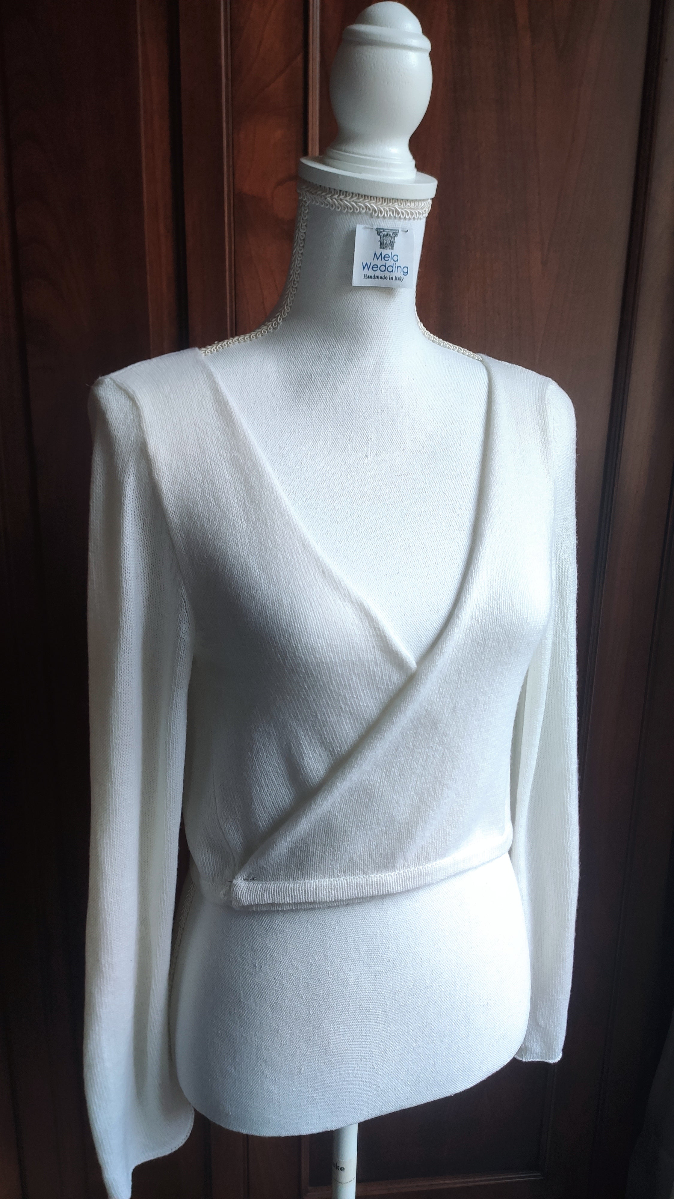 Cardigan Sposa incrocio avanti o sulla schiena in purissimo Cashmere - Mela Wedding