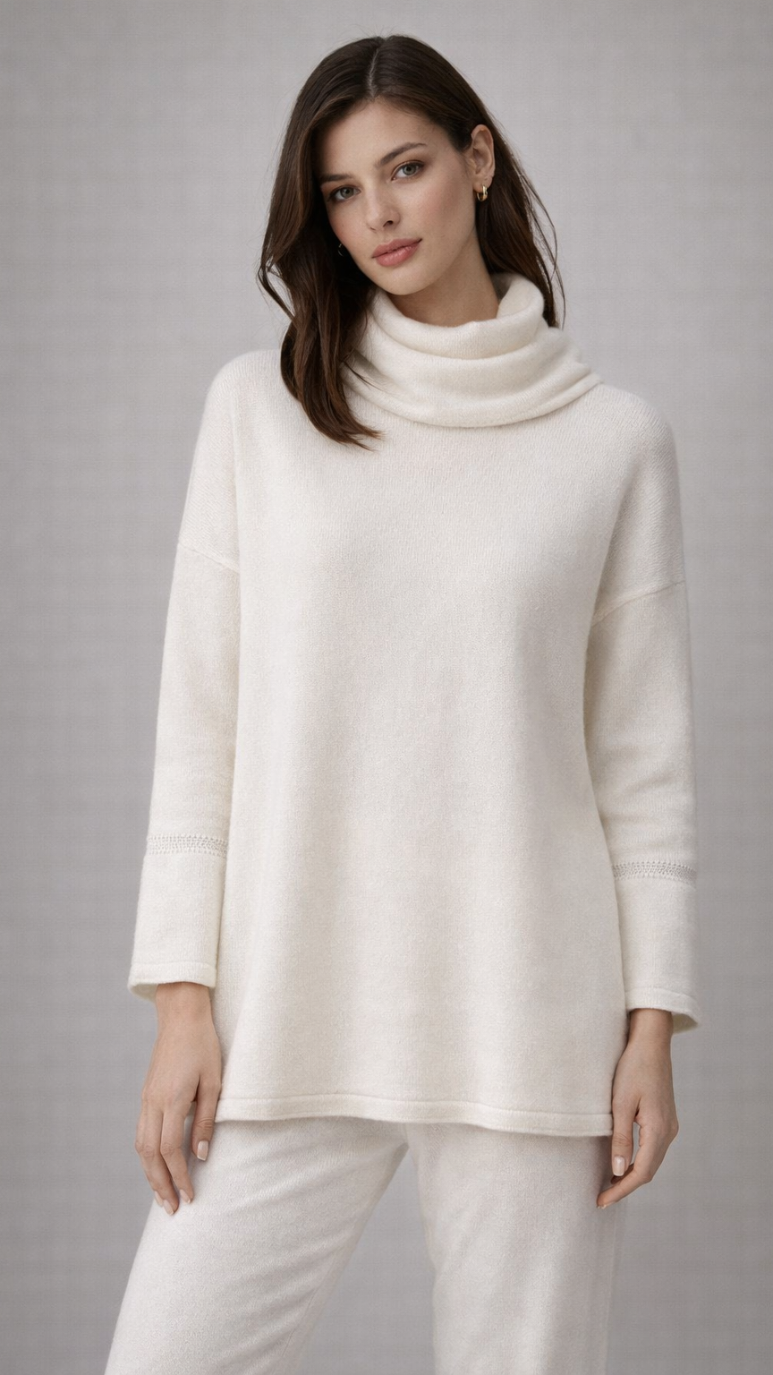 ampia maglia in cashmere con collo ampio e morbido