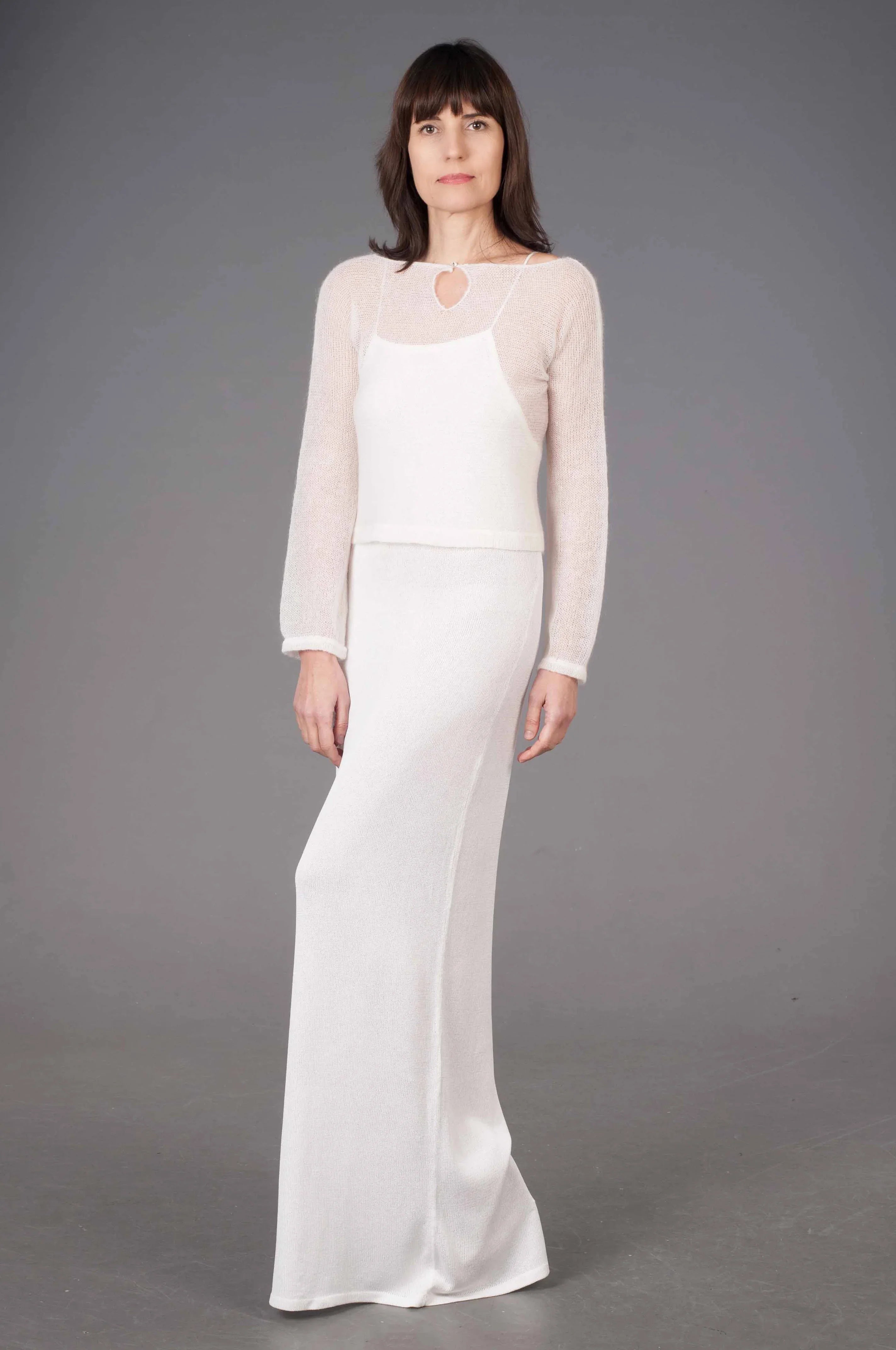 Top con Maniche Longuette e bottoncino in cristallo swarovski - Mela Wedding