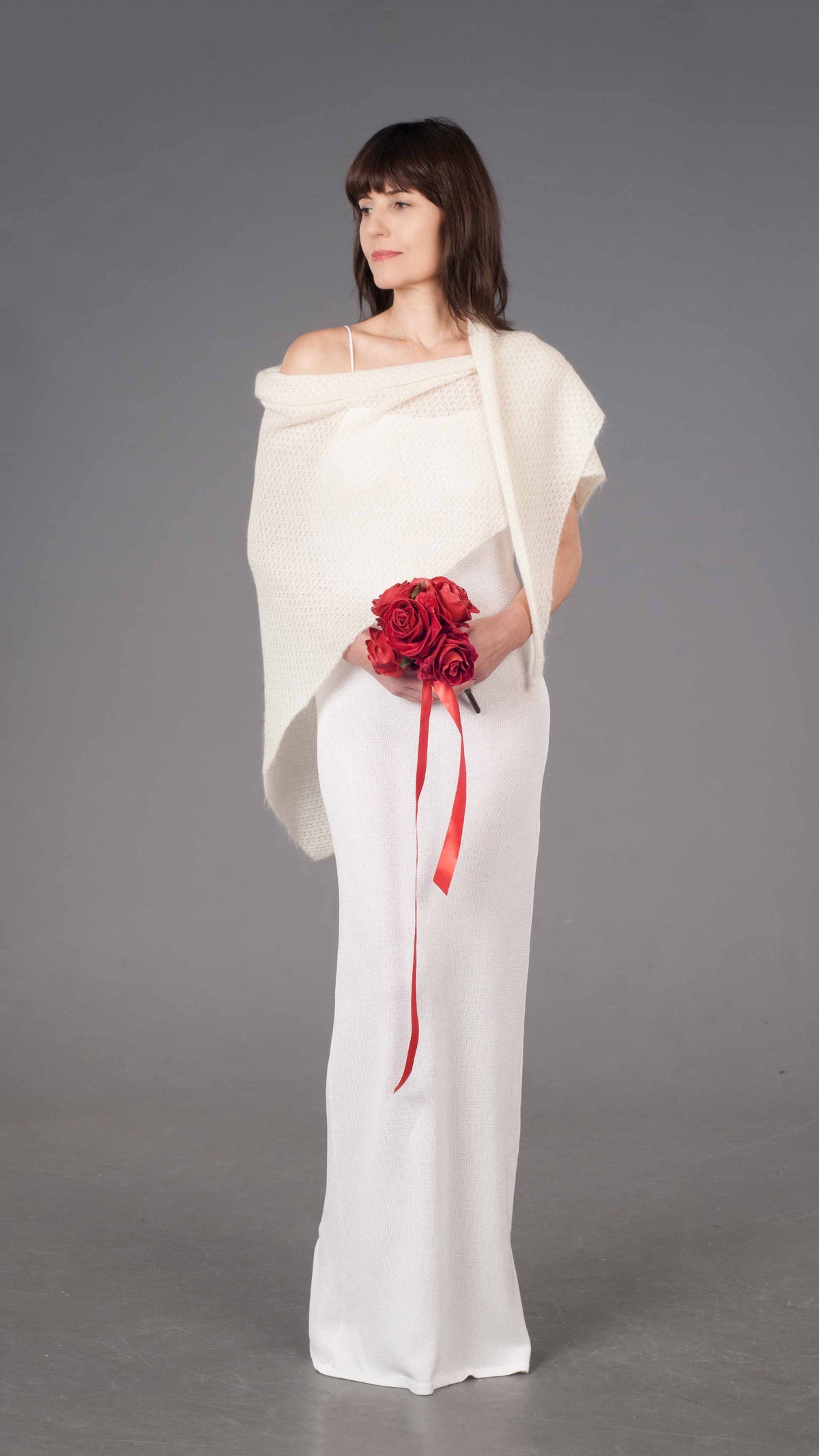scialle bianco sposa in mohair e seta