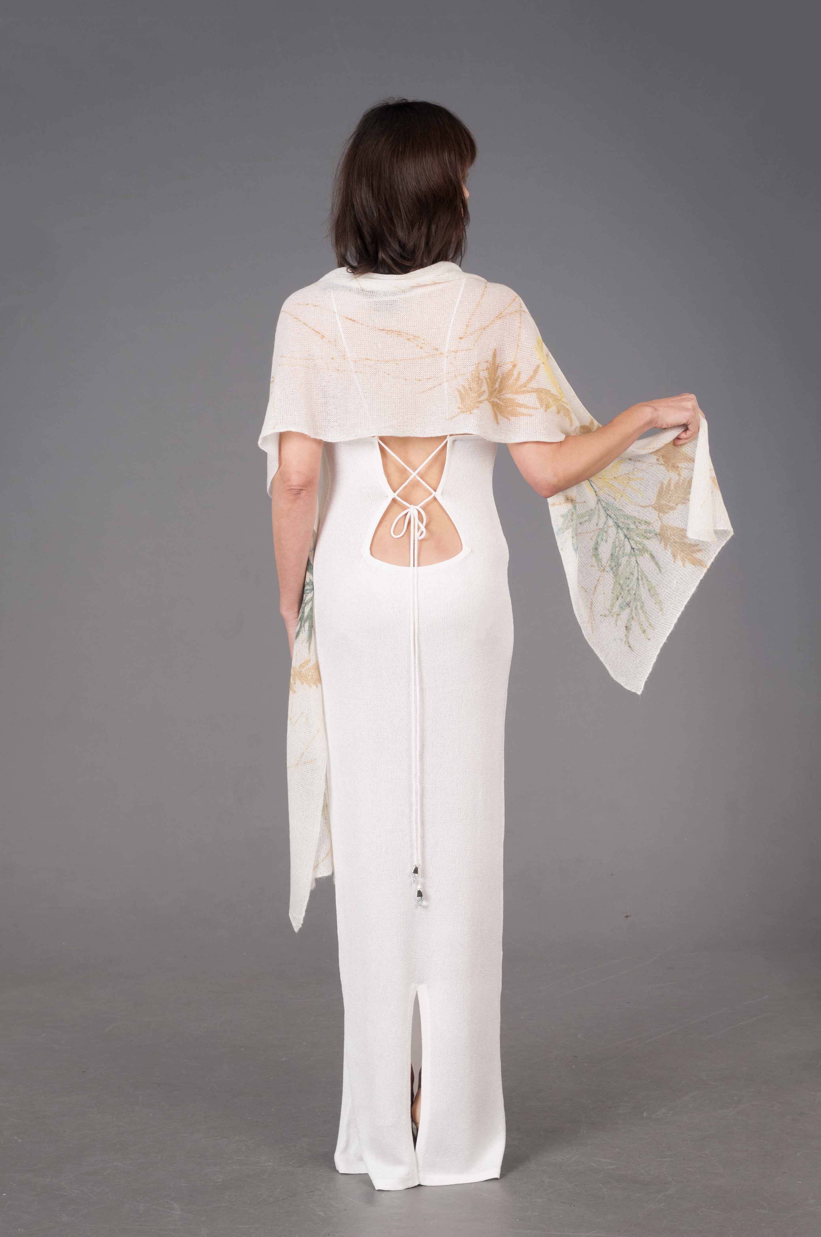 Stola Sposa Mohair e seta realizzata a mano con stampa botanica naturale - Mela Wedding