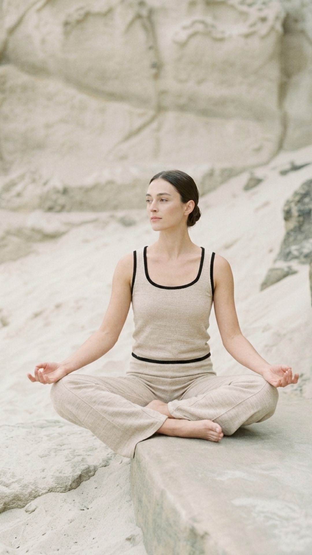 Tuta Yoga in freschissimo sikkin elasticizzato beige