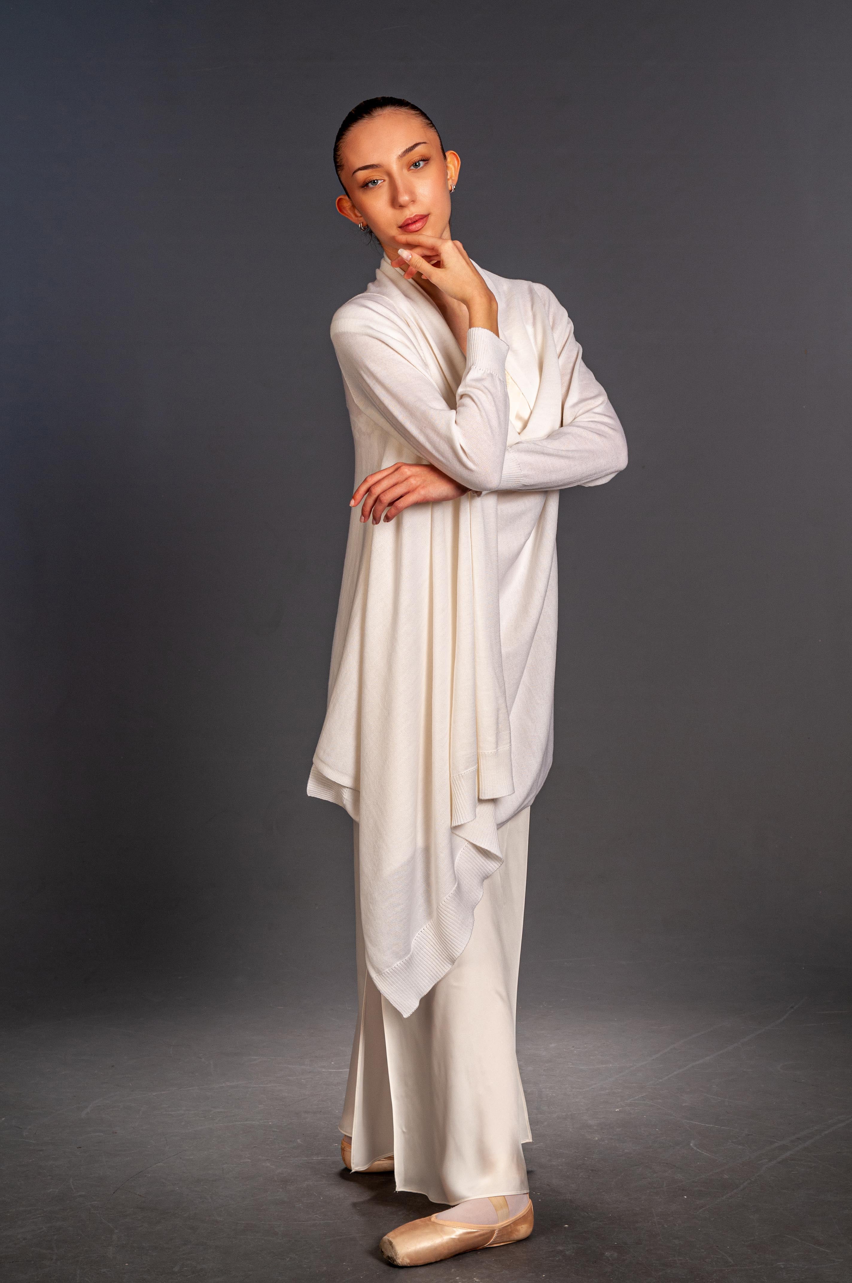 Cardigan lungo Manuela bianco - Mela Wedding