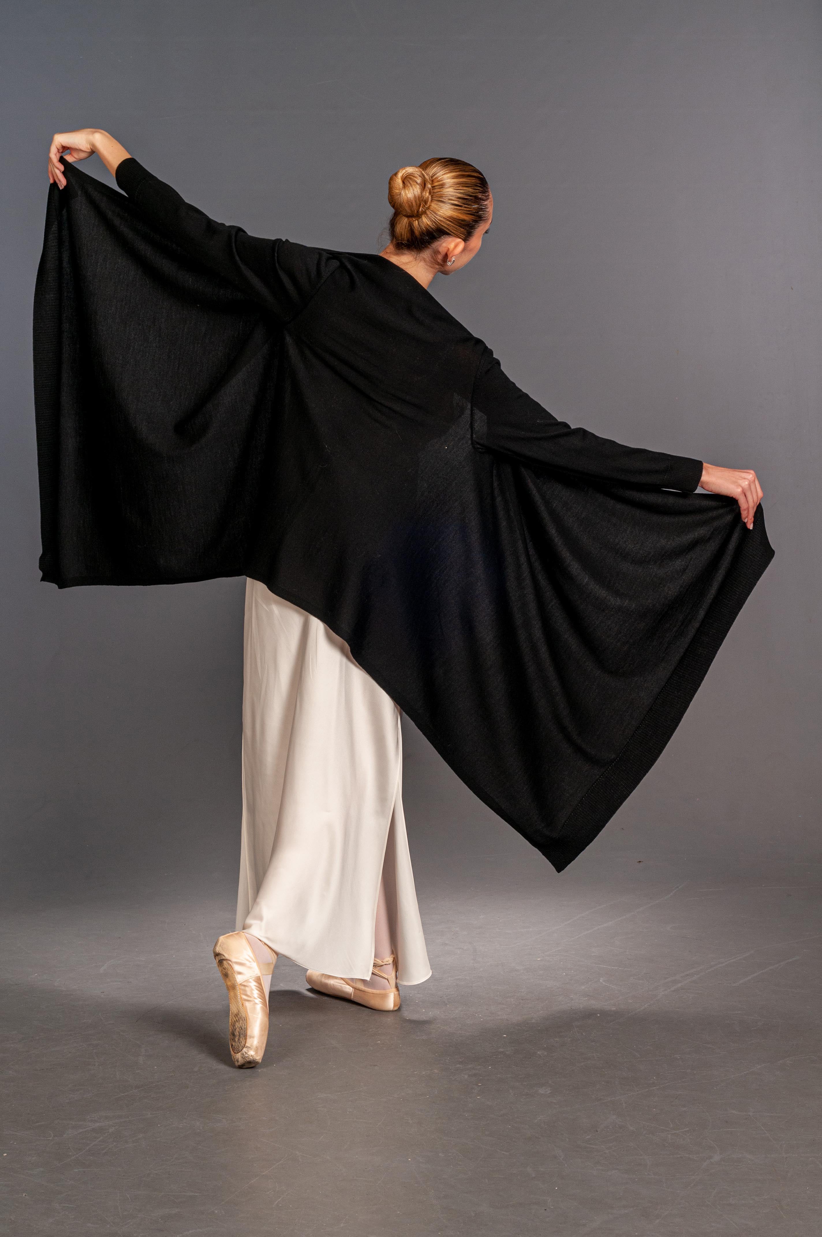 Cardigan lungo Manuela Nero - Mela Wedding