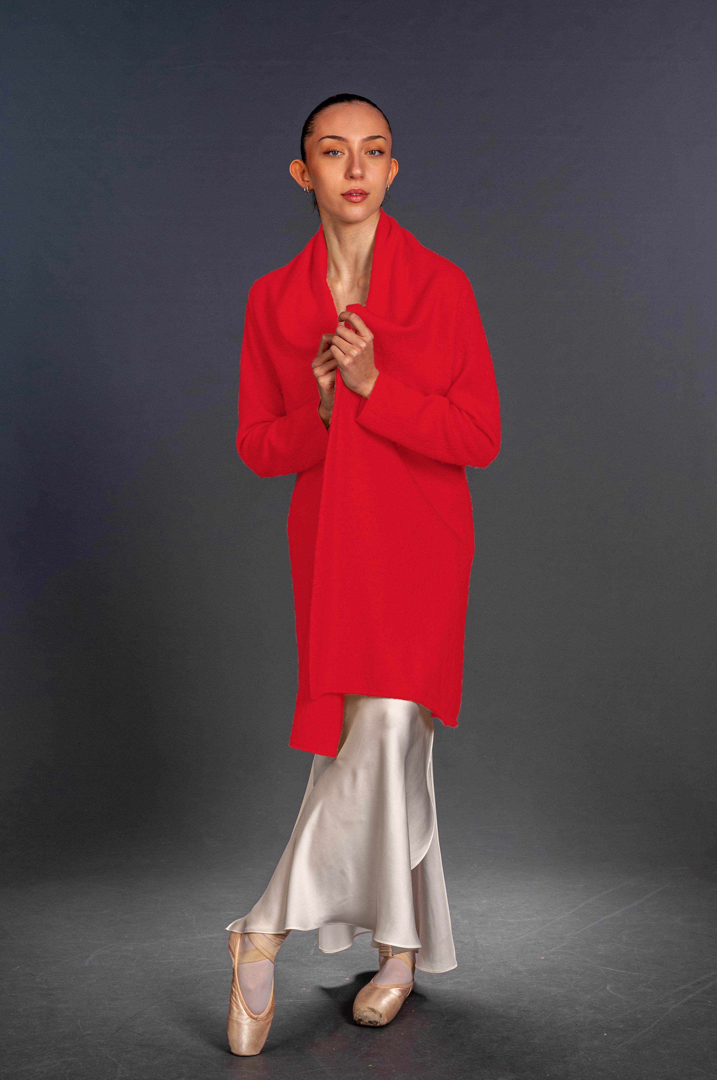 Cardigan Lungo Cashmere Rosso - Mela Wedding