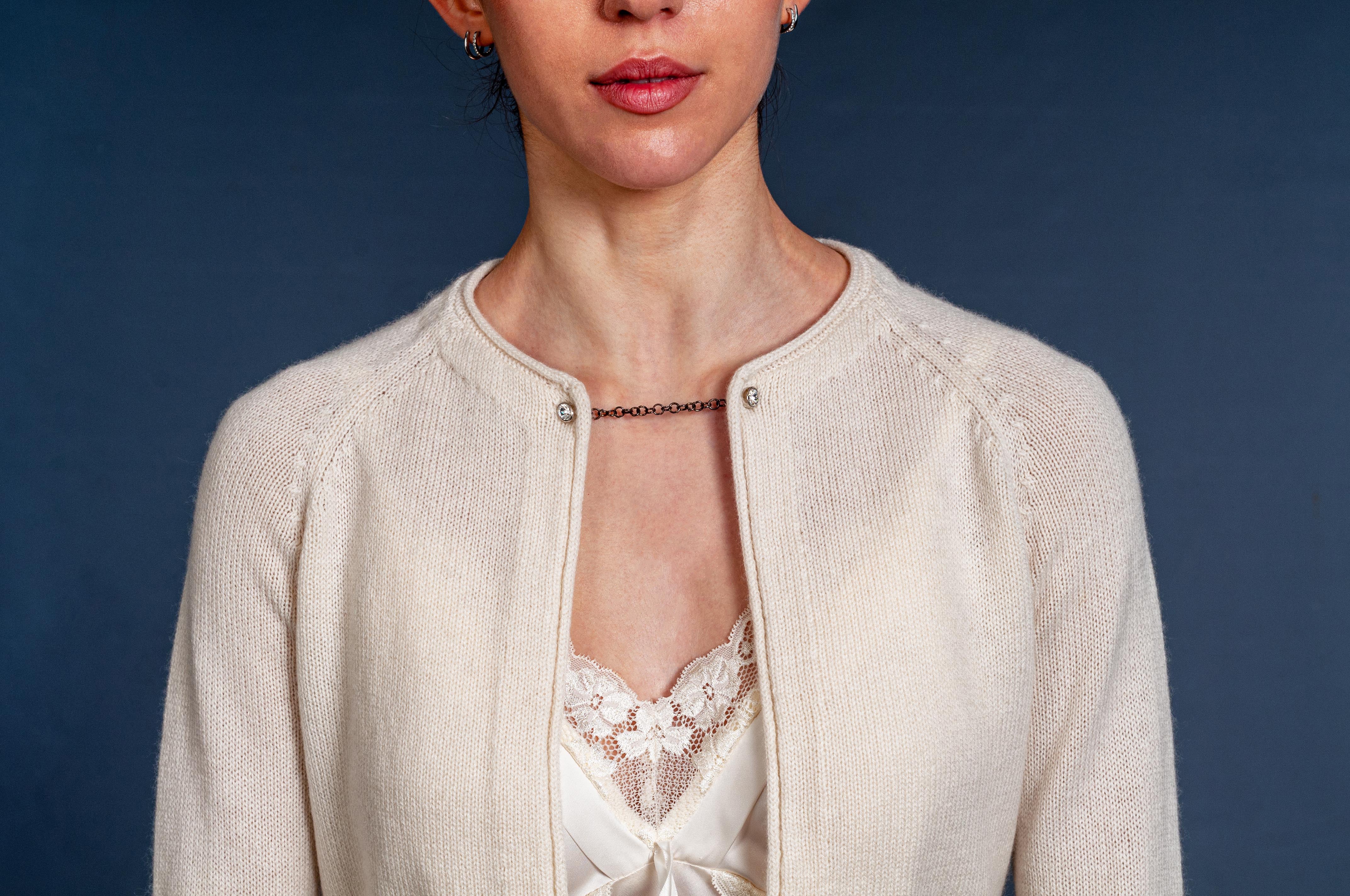 Giacchetto Cardigan corto Bolero Sposa Cashmere con gemelli in cristalli swarovski - Mela Wedding