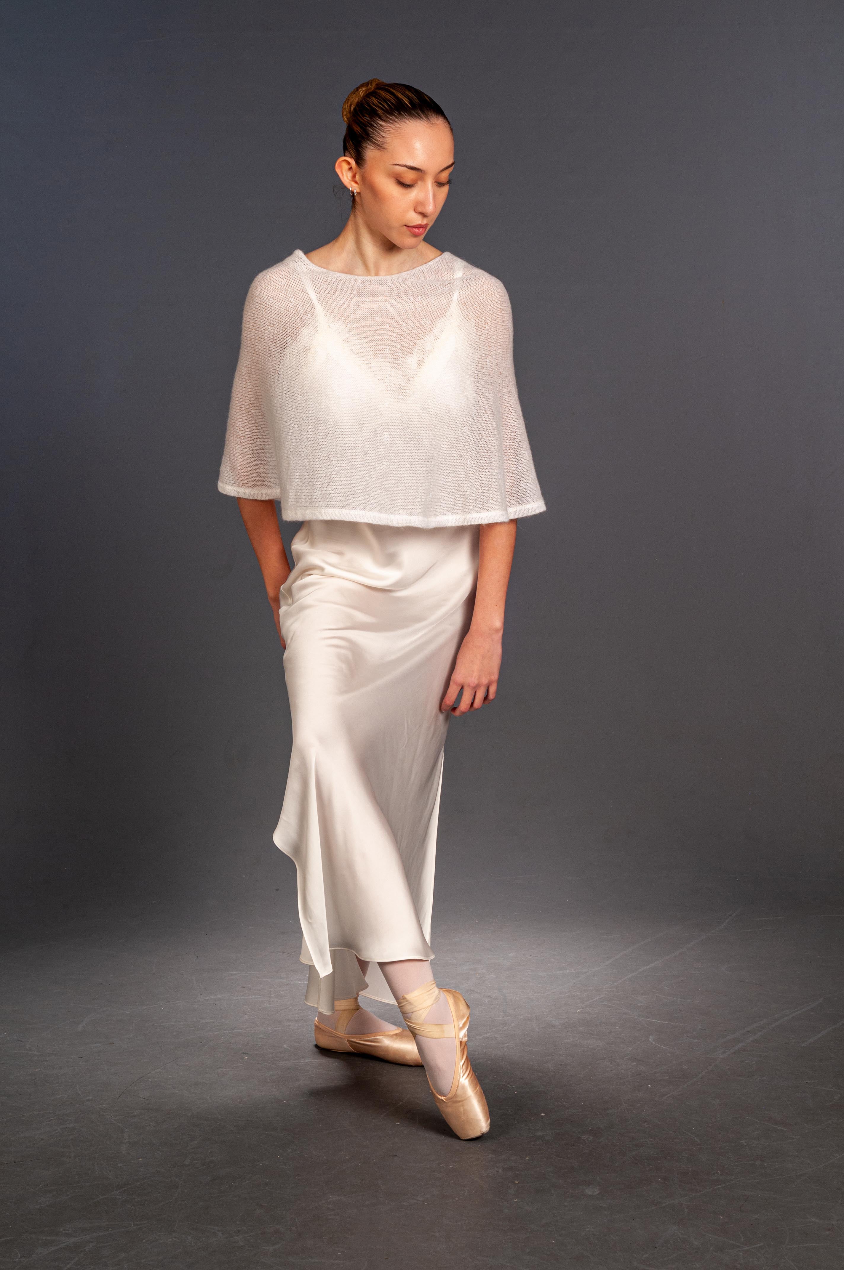 Cappa in lana Mohair e Seta per Sposa Mantella - Mela Wedding
