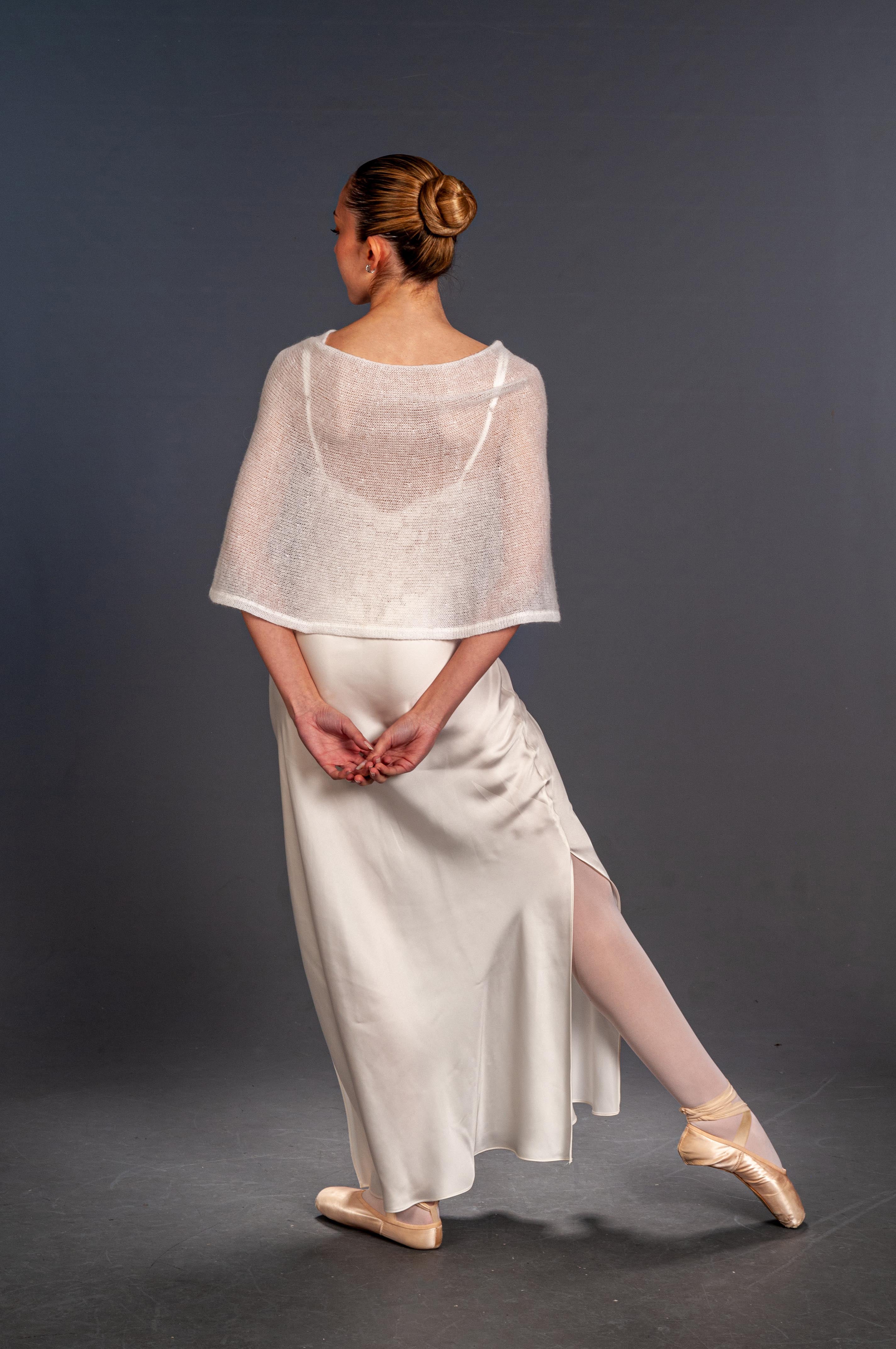 Cappa in lana Mohair e Seta per Sposa Mantella - Mela Wedding