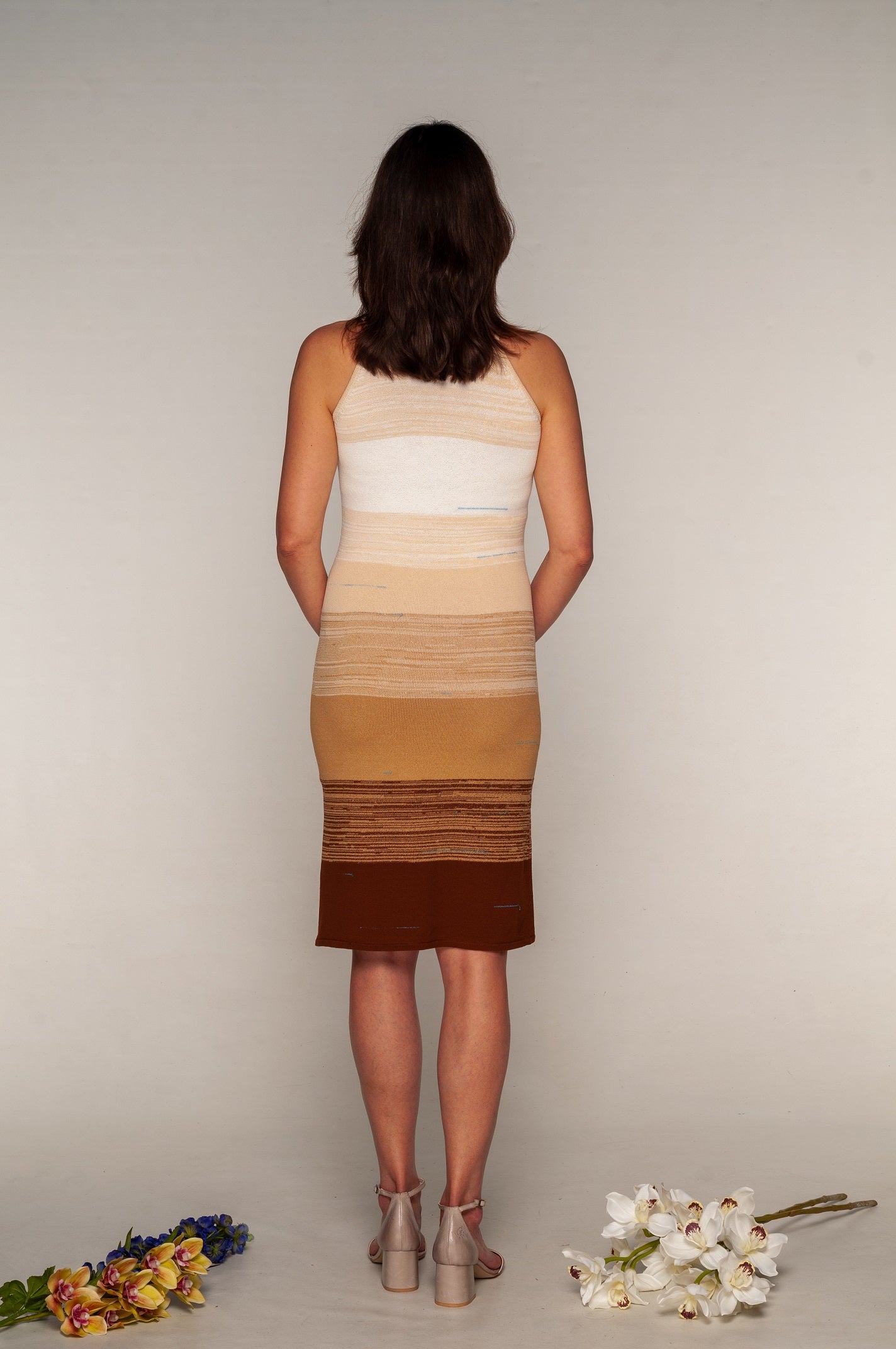 Vestito Midi marrone panna sfumato - Mela Wedding