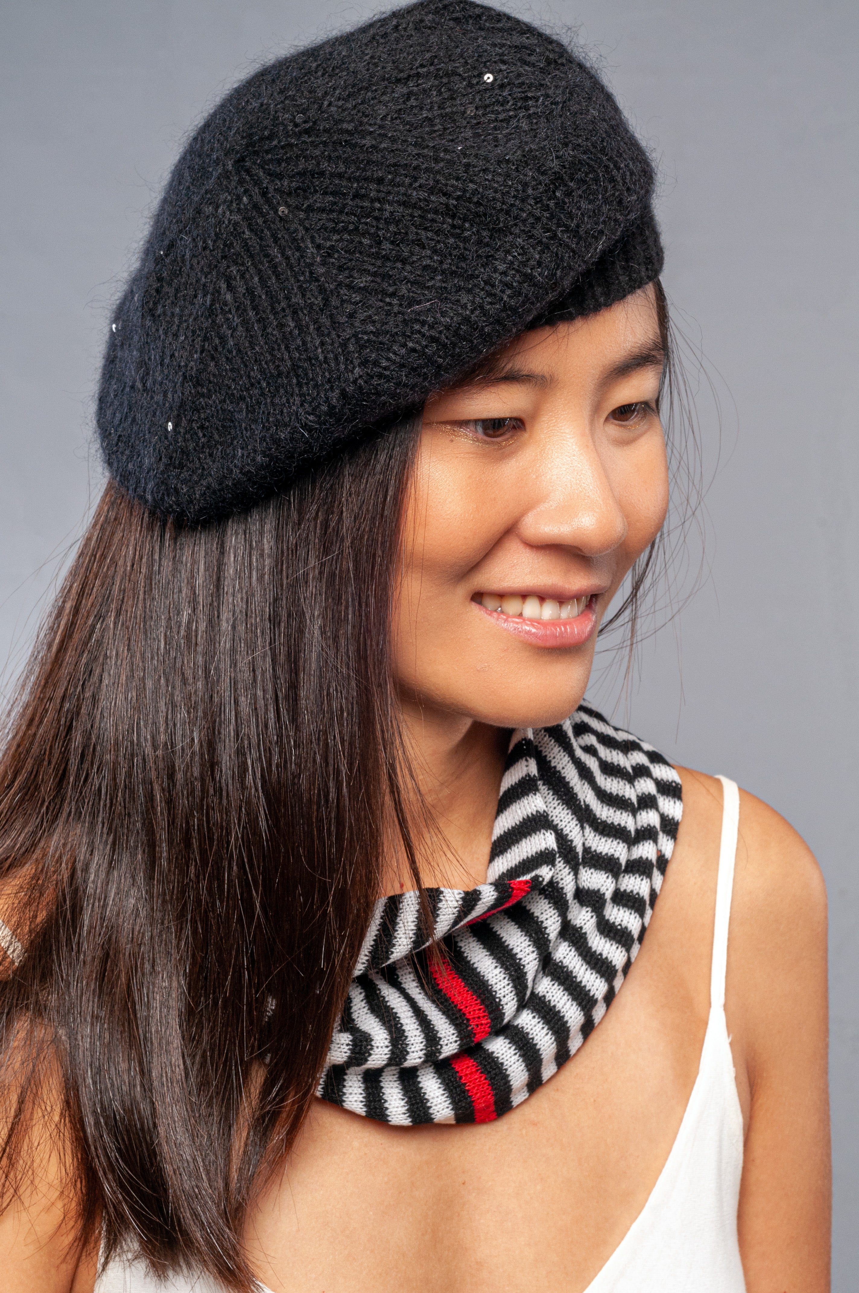 Basco piccolo in Puro Cashmere Mohair e micro Paillettes Cappello - Mela Wedding