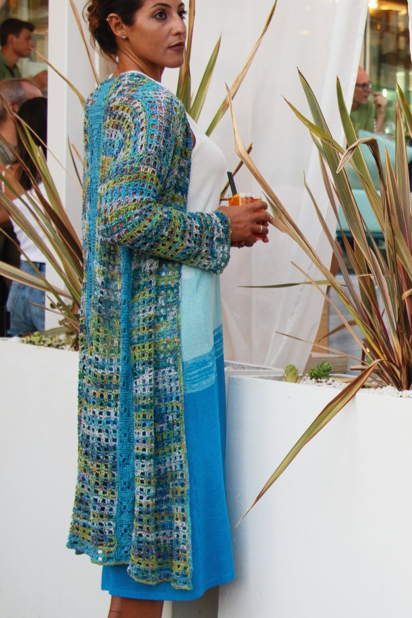 Cardigan Lungo Boho Chic uncinetto - Mela Wedding