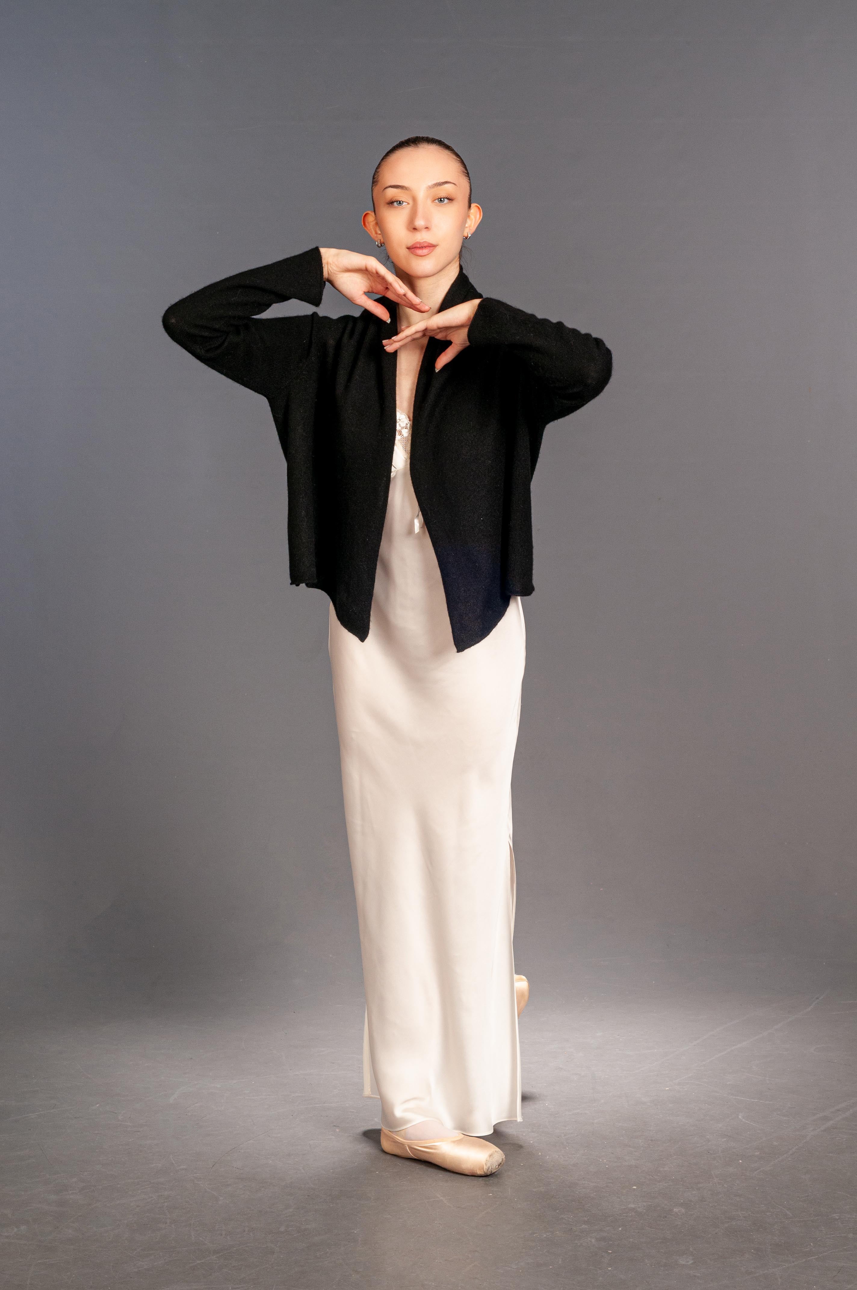 Giacchetto Cardigan corto Bolero Cashmere Nero - Mela Wedding
