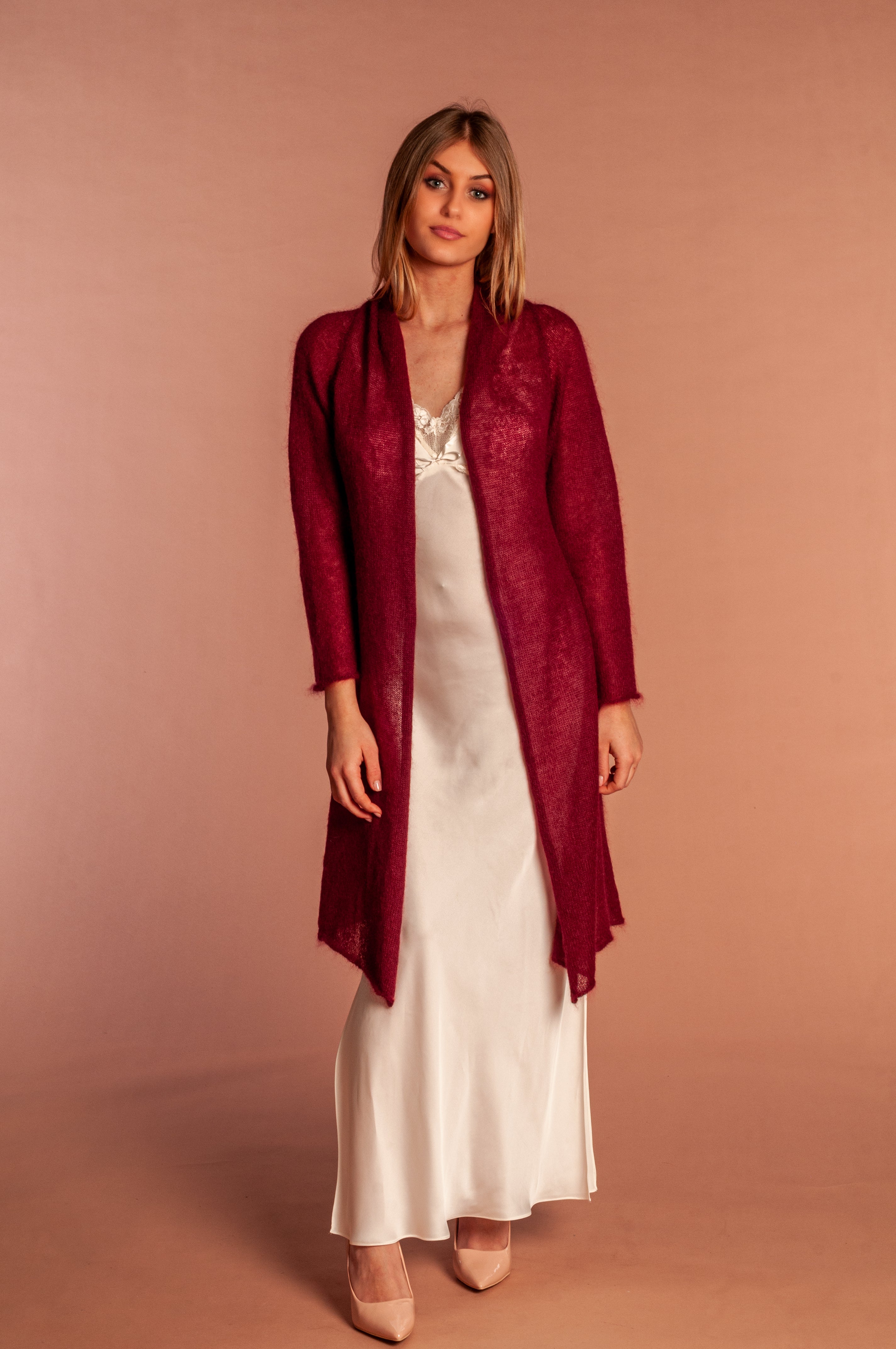 Cardigan Lungo Lana Mohair e Seta - Mela Wedding