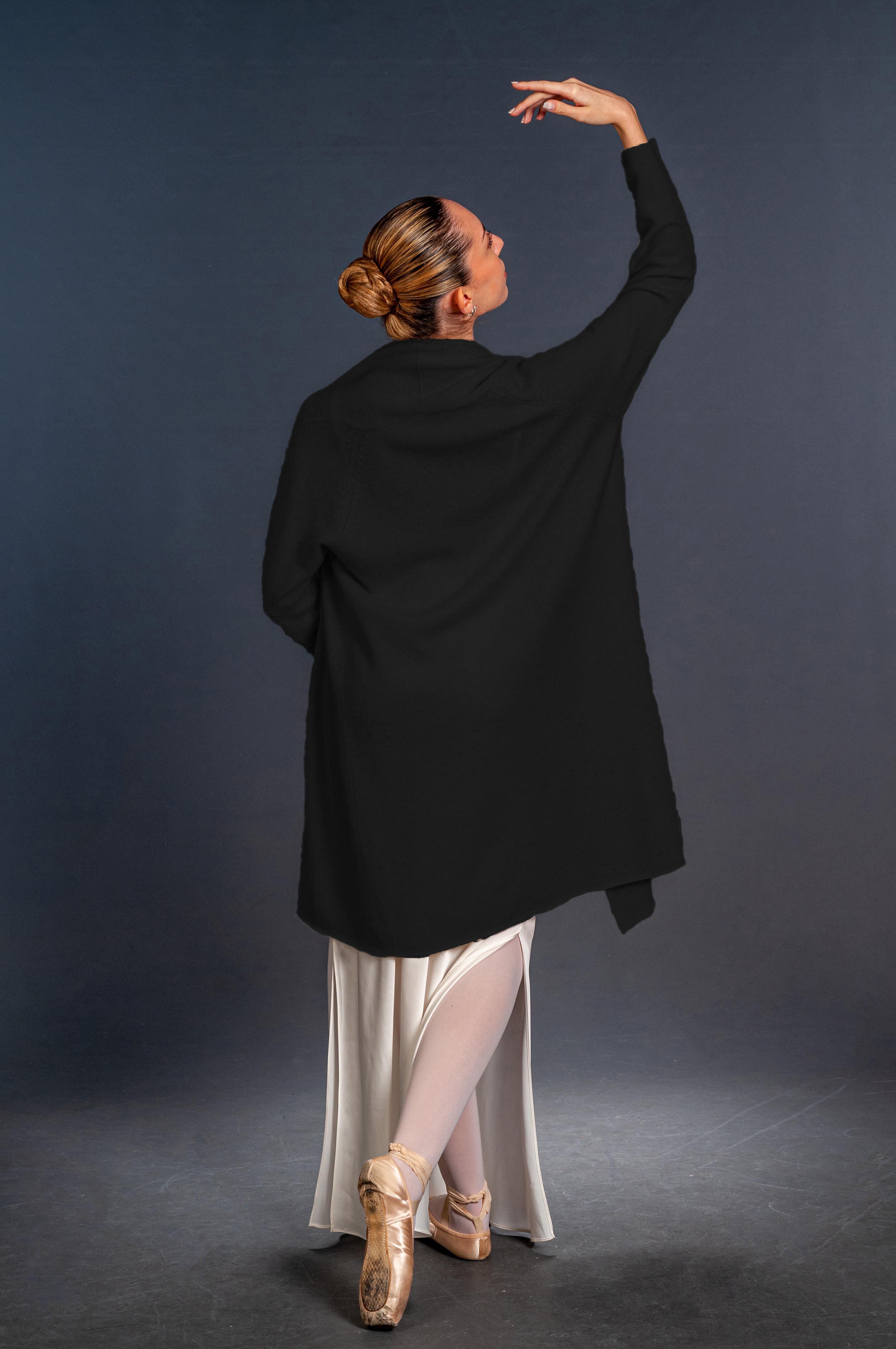 Cardigan Lungo Cashmere Nero - Mela Wedding
