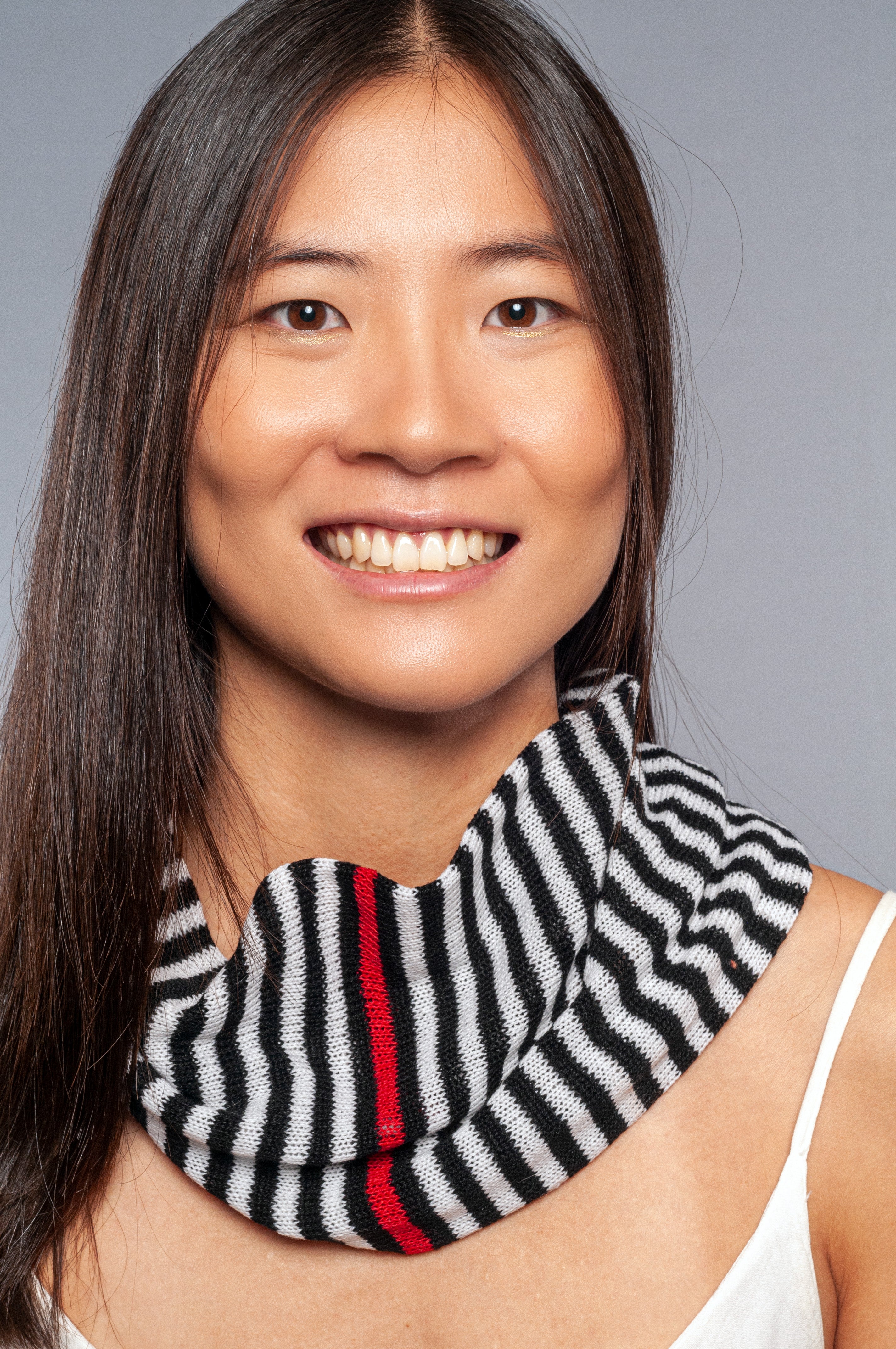 Collo in puro cashmere a righe nere e bianche - Mela Wedding