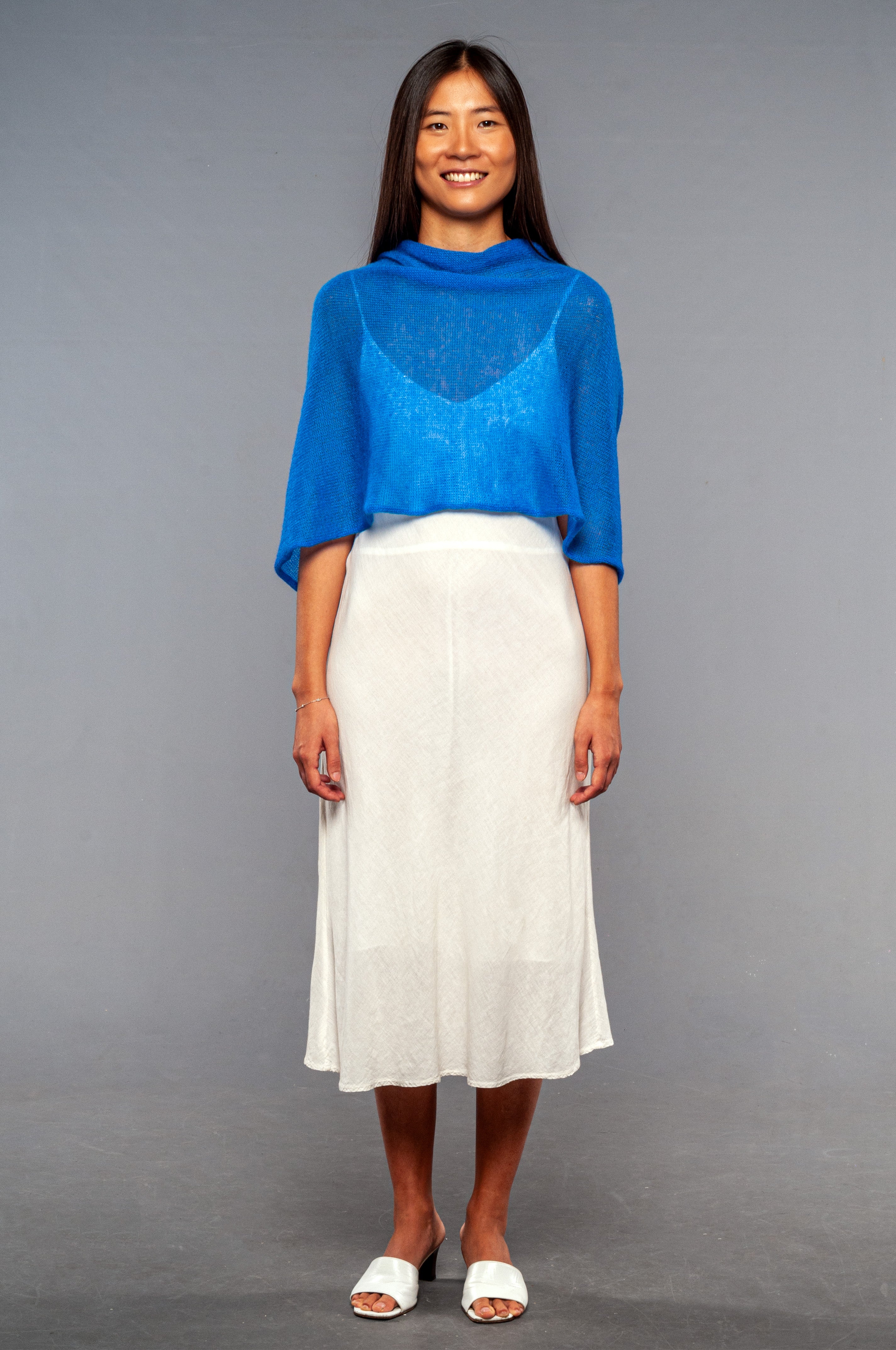 Coprispalle Mohair Colore Bluette - Mela Wedding