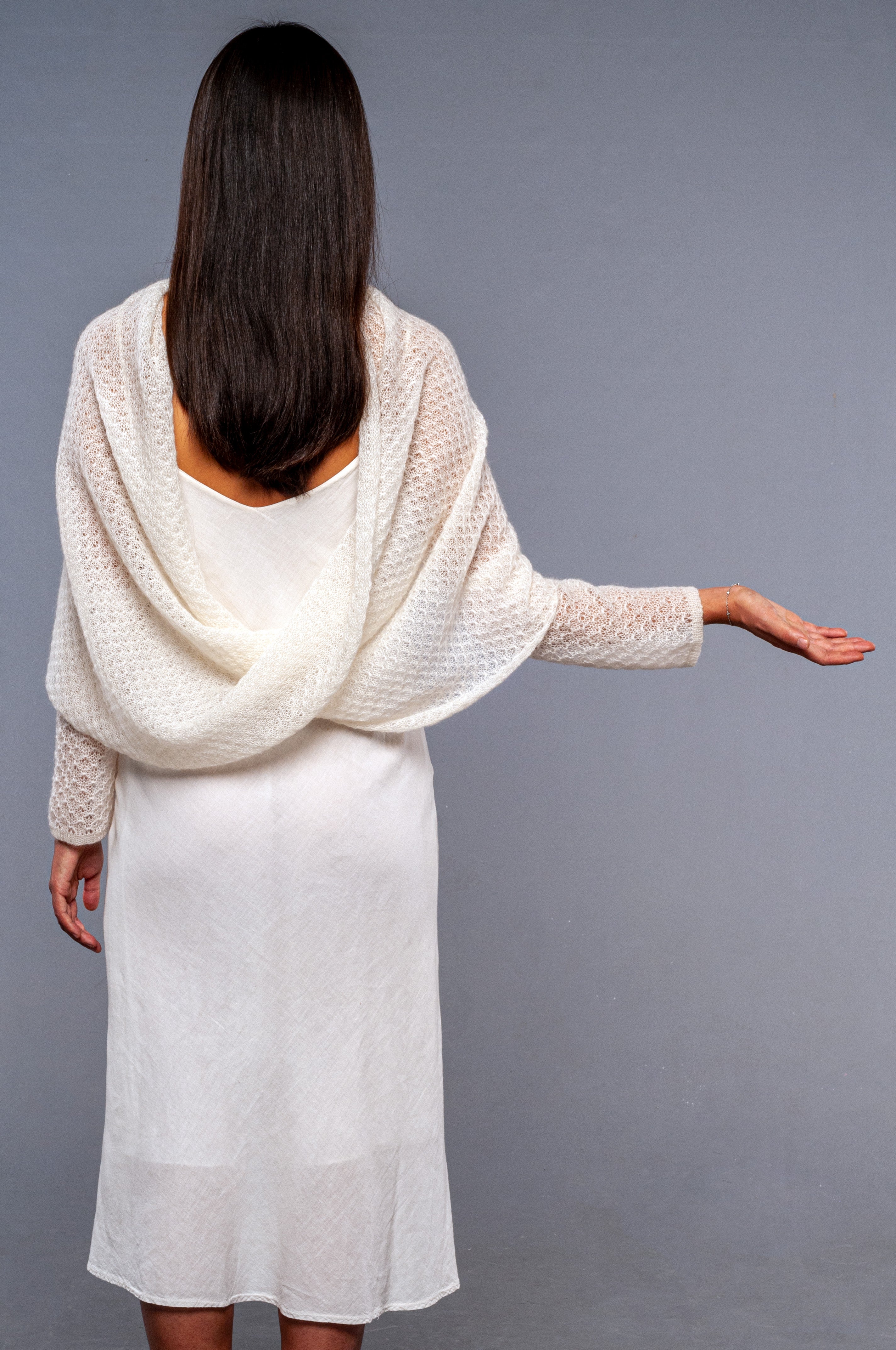 Coprispalle Sposa Mohair con manicotti - Mela Wedding