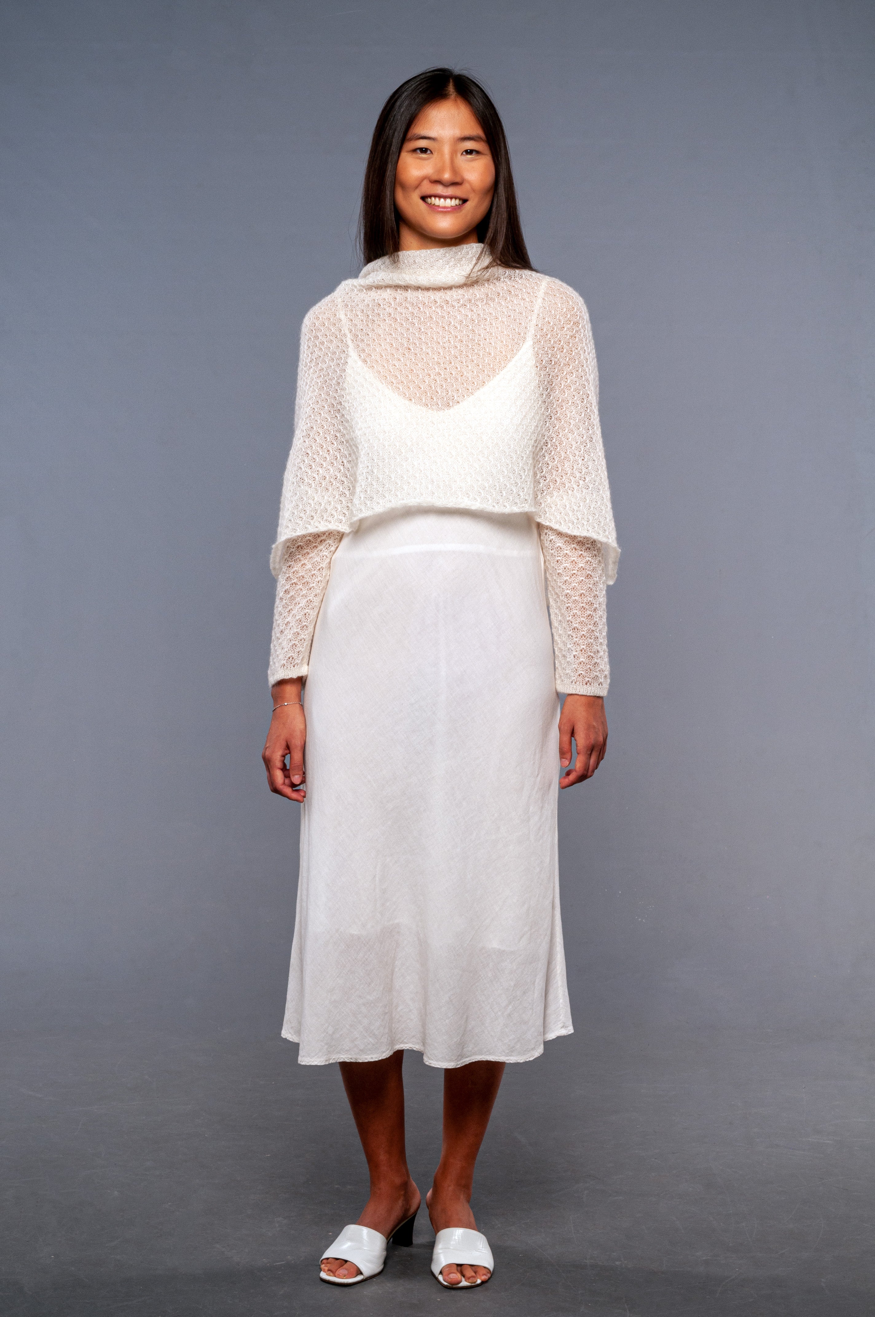 Coprispalle Sposa Mohair con manicotti - Mela Wedding