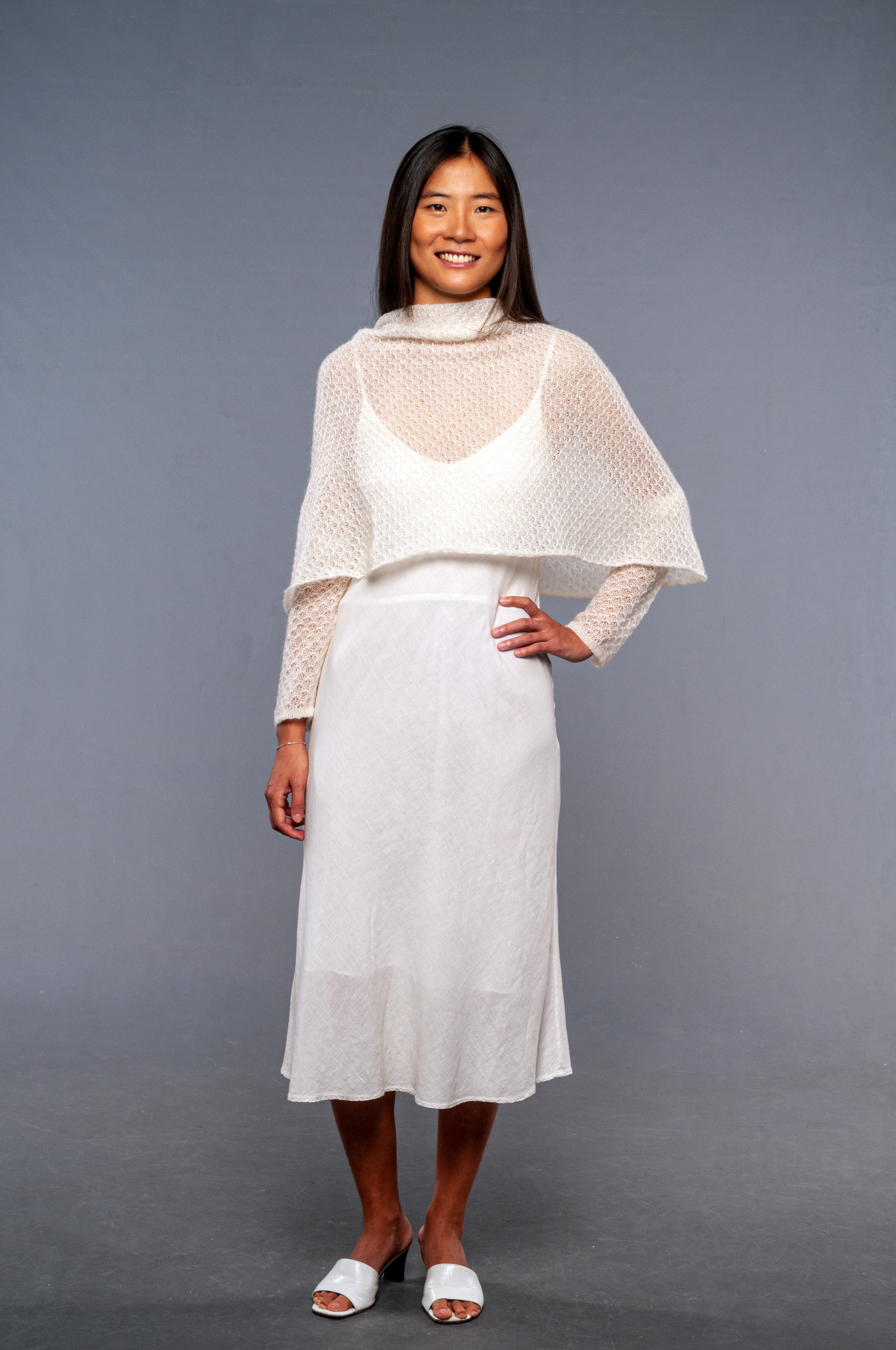 Coprispalle Sposa Mohair con manicotti - Mela Wedding