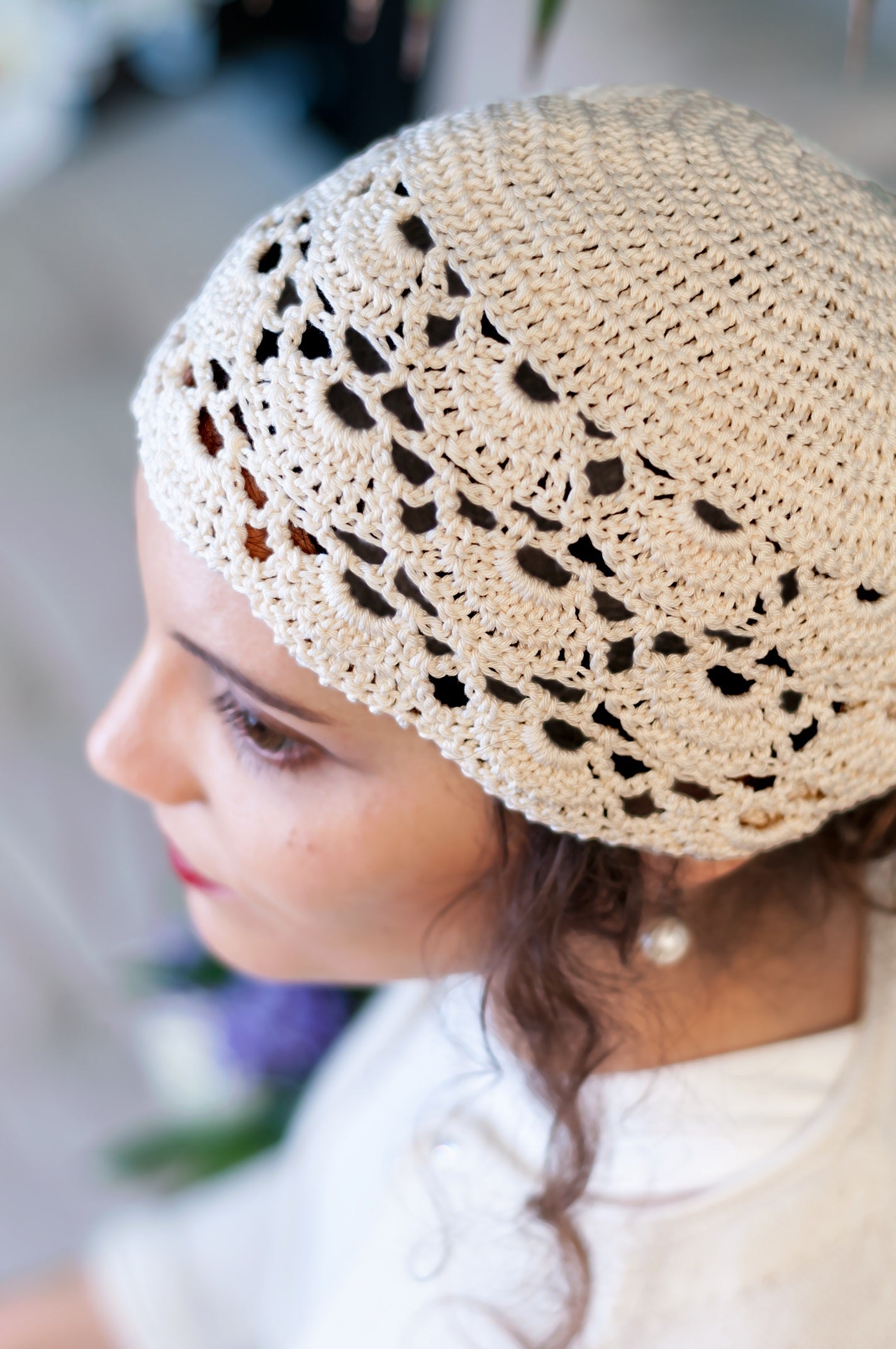 Cupoletta Sposa in Seta Uncinetto Cappello - Mela Wedding