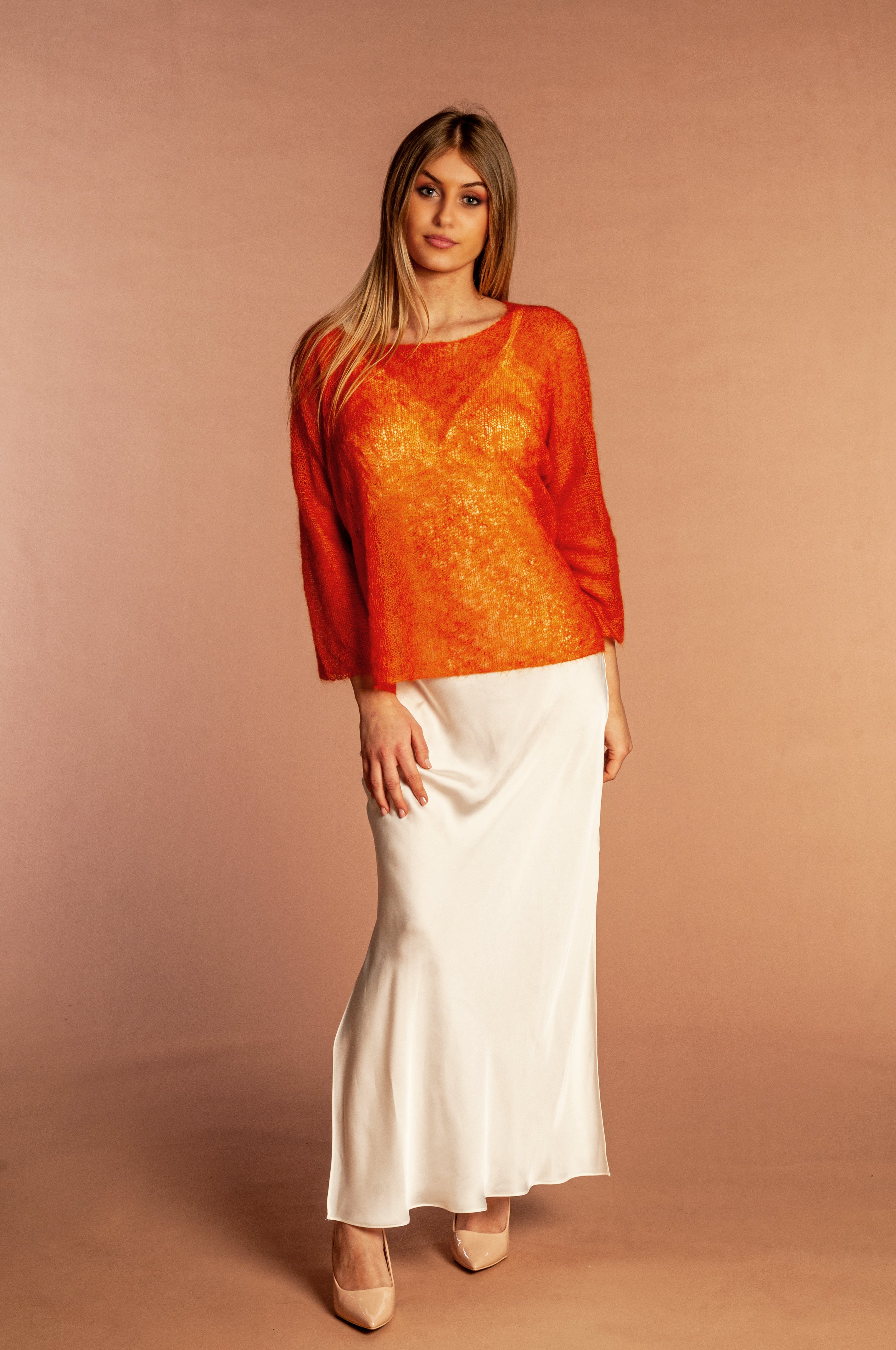 Maglia Mohair e Seta Arancio - Mela Wedding