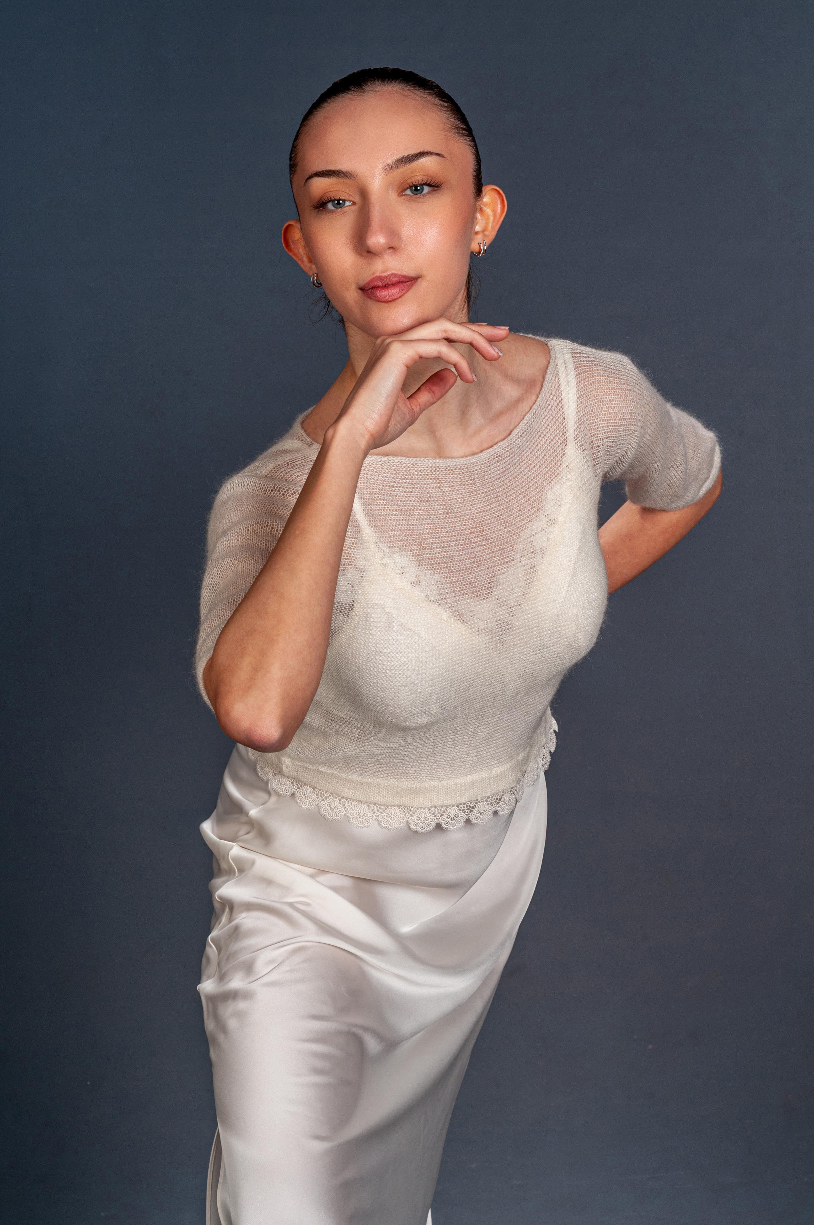 Top Mohair con pizzo Francese - Mela Wedding