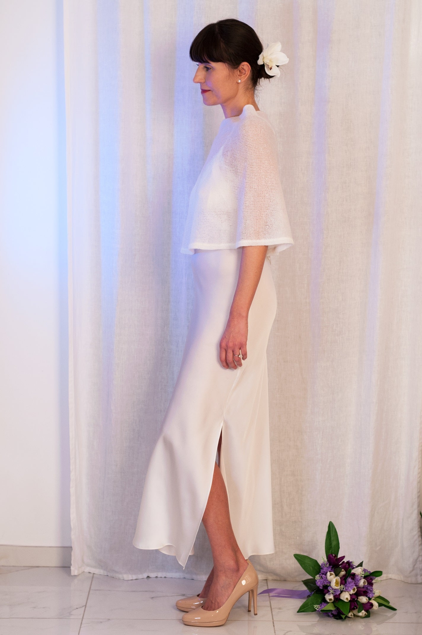 Cappa in lana Mohair e Seta per Sposa Mantella - Mela Wedding