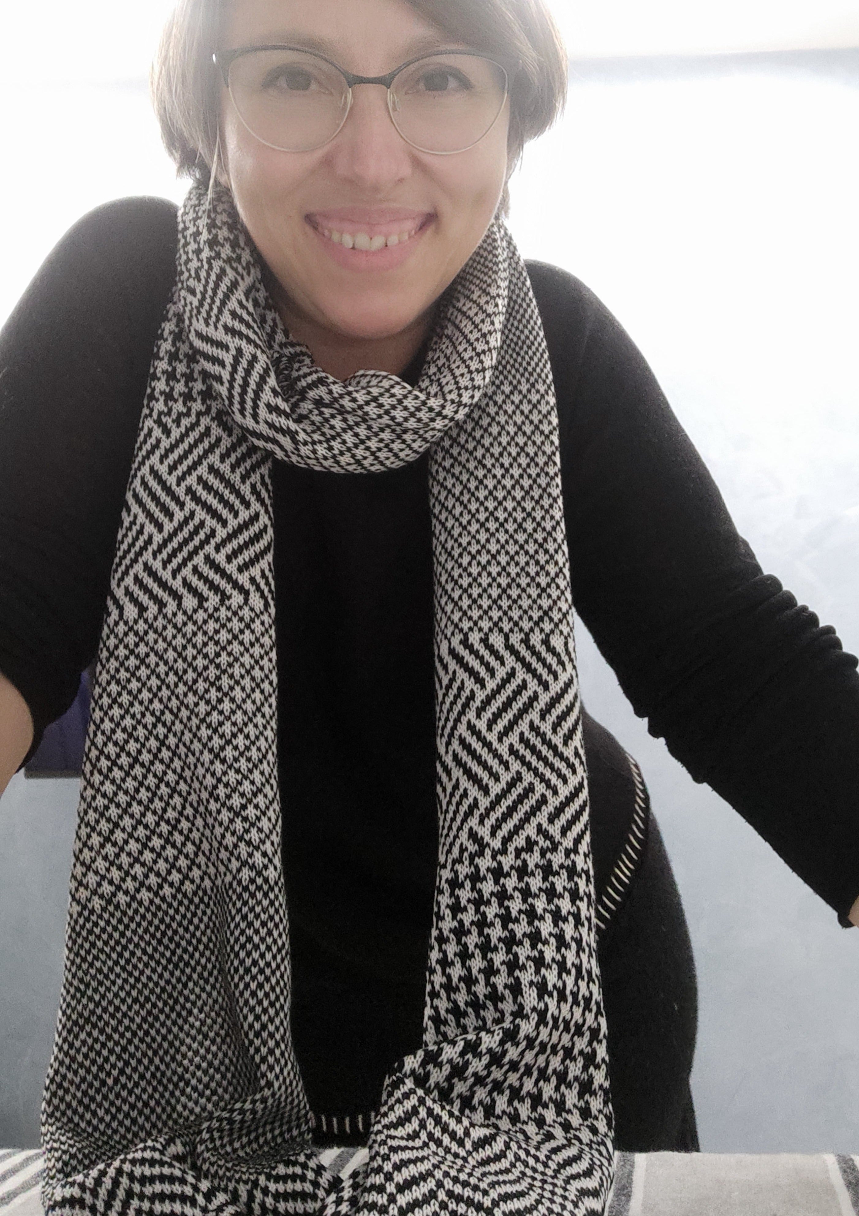 Sciarpa Cashmere Jacquard Bianco e Nero - Mela Wedding