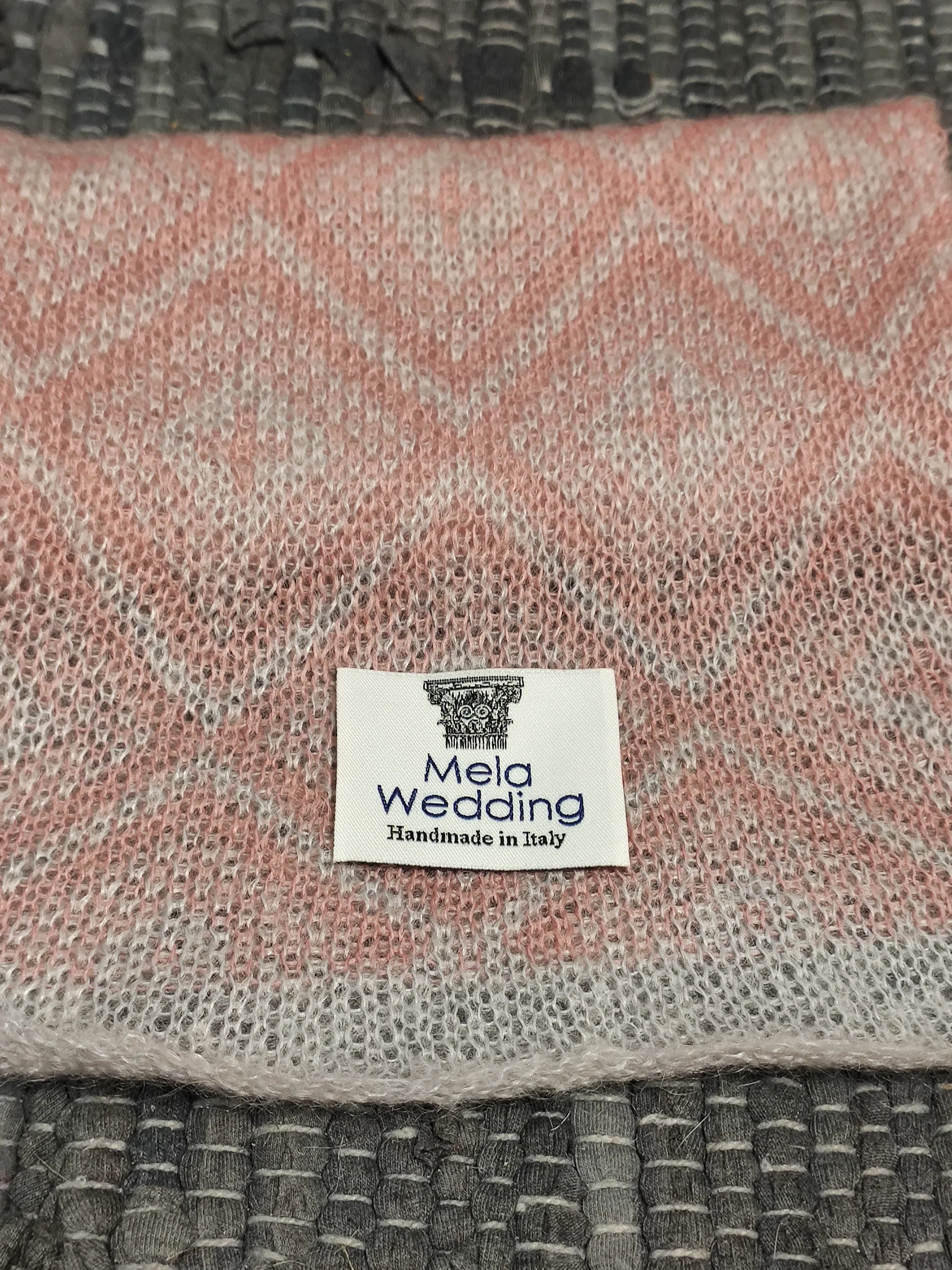 Sciarpa Mohair Jacquard Rosa antico e Grigio perla - Mela Wedding
