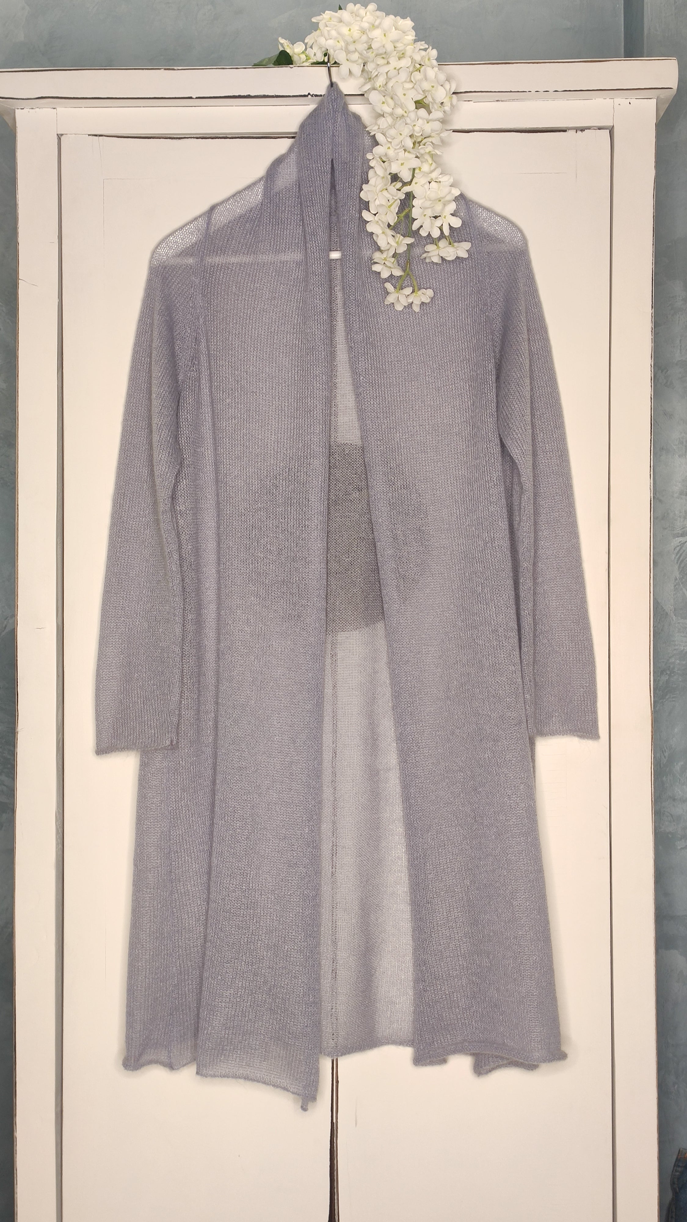 Cardigan Lungo Lana Mohair e Seta - Mela Wedding