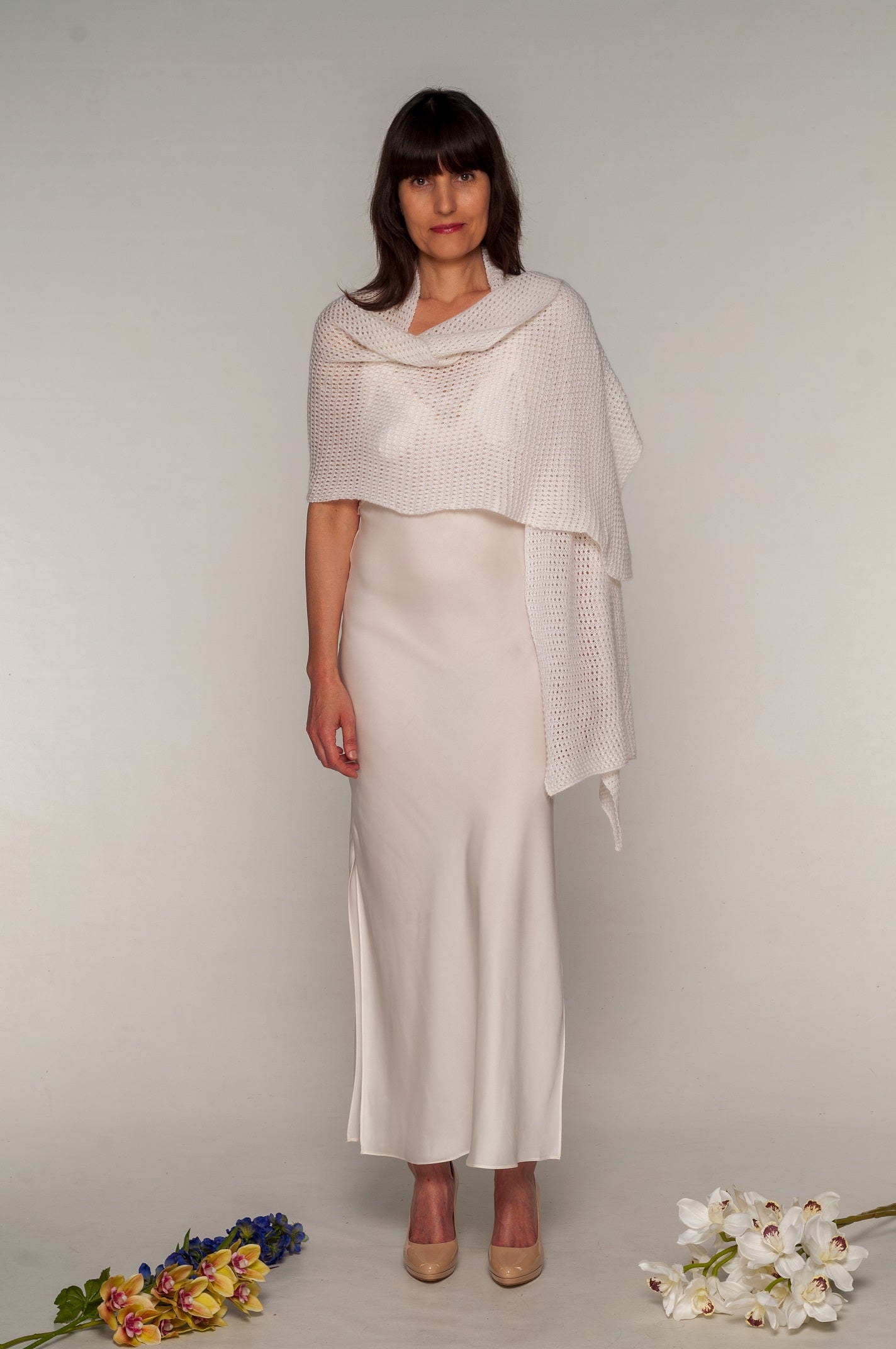 Stola Puro Cashmere bianco ottico - Mela Wedding