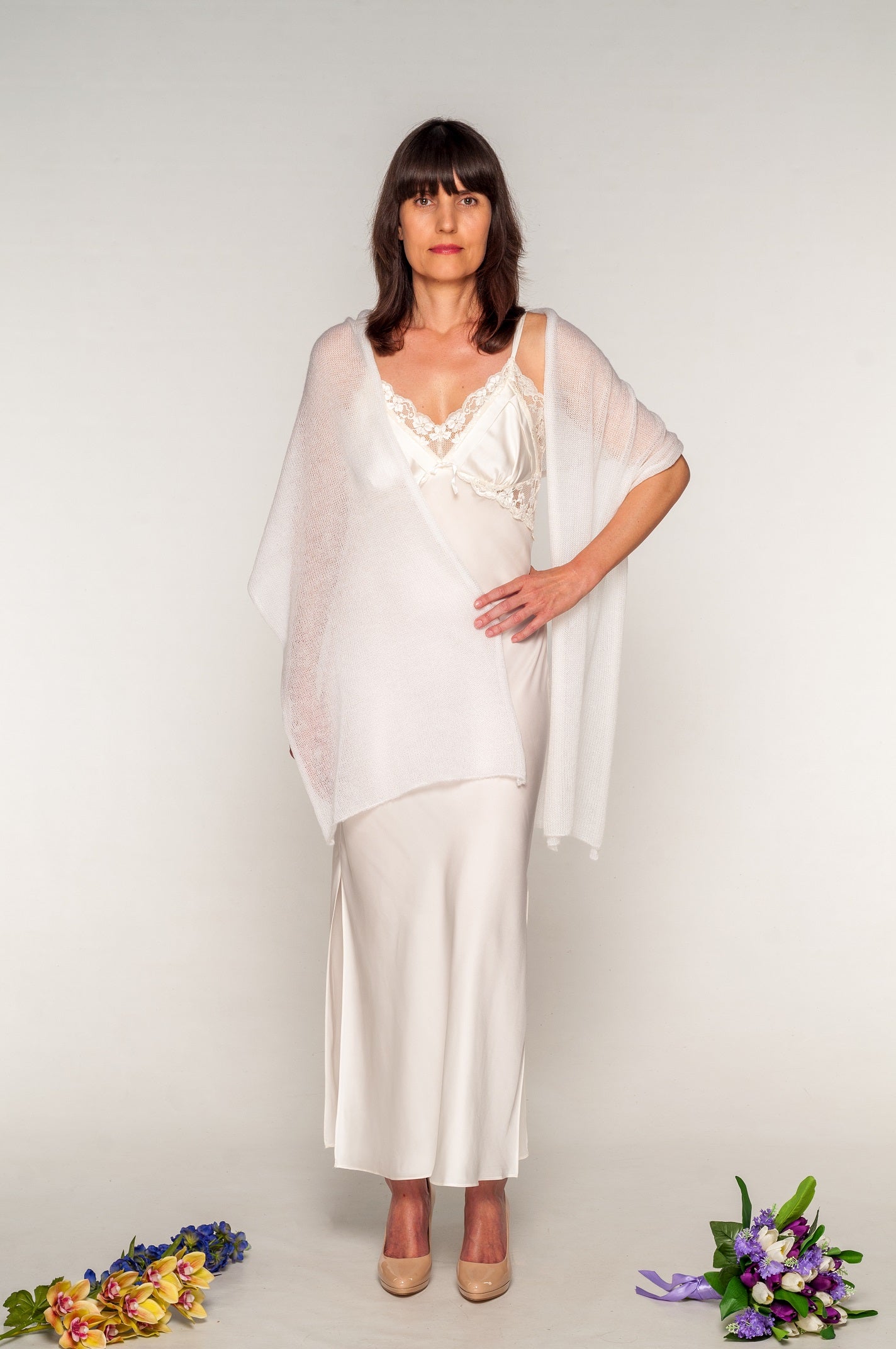 Stola in Mohair e seta Bianca - Mela Wedding