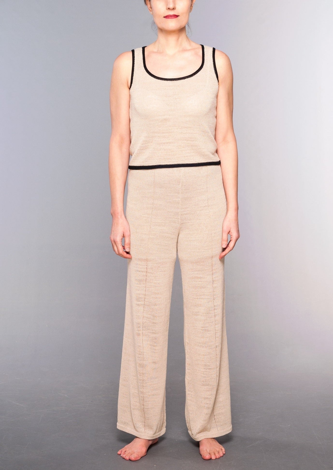 Pantalone Pigiama Palazzo in maglia Beige - Mela Wedding