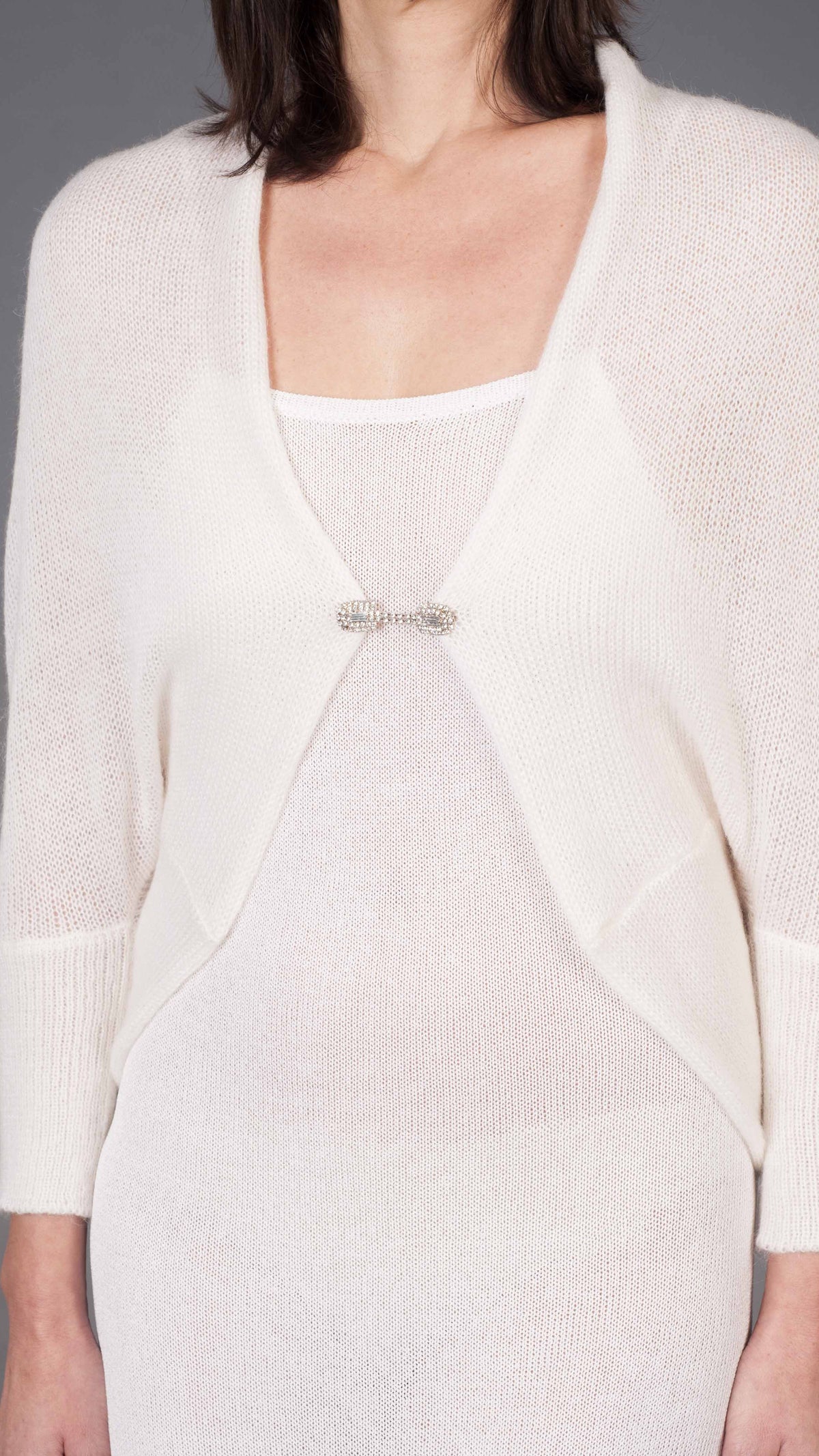 Bolero Cardigan Sposa Mohair e Seta - Mela Wedding dettaglio chiusura