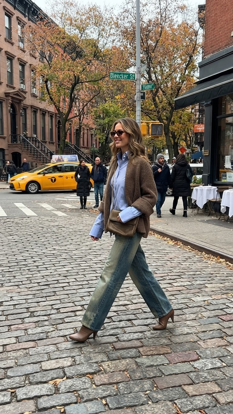 street style della Giacca donna in purissimo cashmere italiano tortora con sottile lurex argento, realizzata a mano