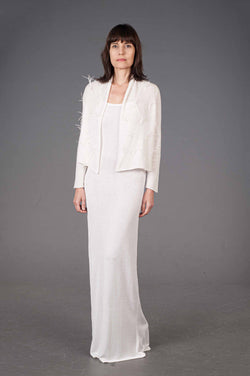 Bridal Cashmere Bolero Jacket with Ostrich Feathers