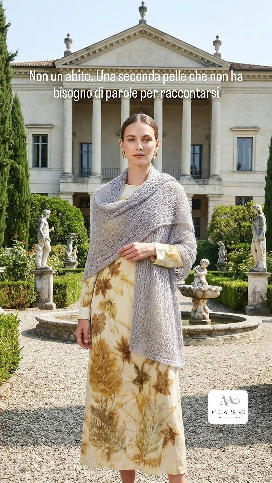 Stola Fiore di Loto in Baby Alpaca e Seta | Lilla con Cristalli