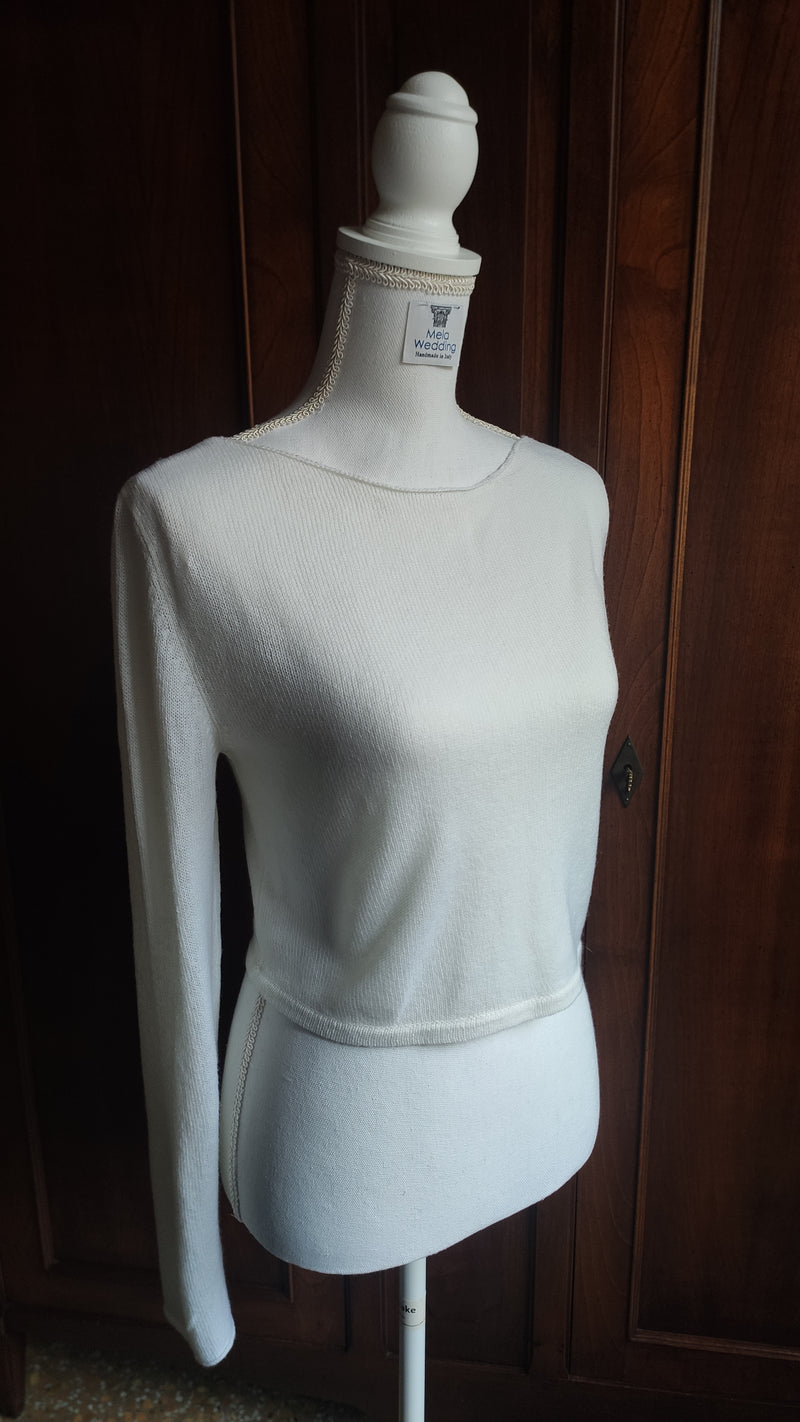 Cardigan Sposa incrocio avanti o sulla schiena in purissimo Cashmere