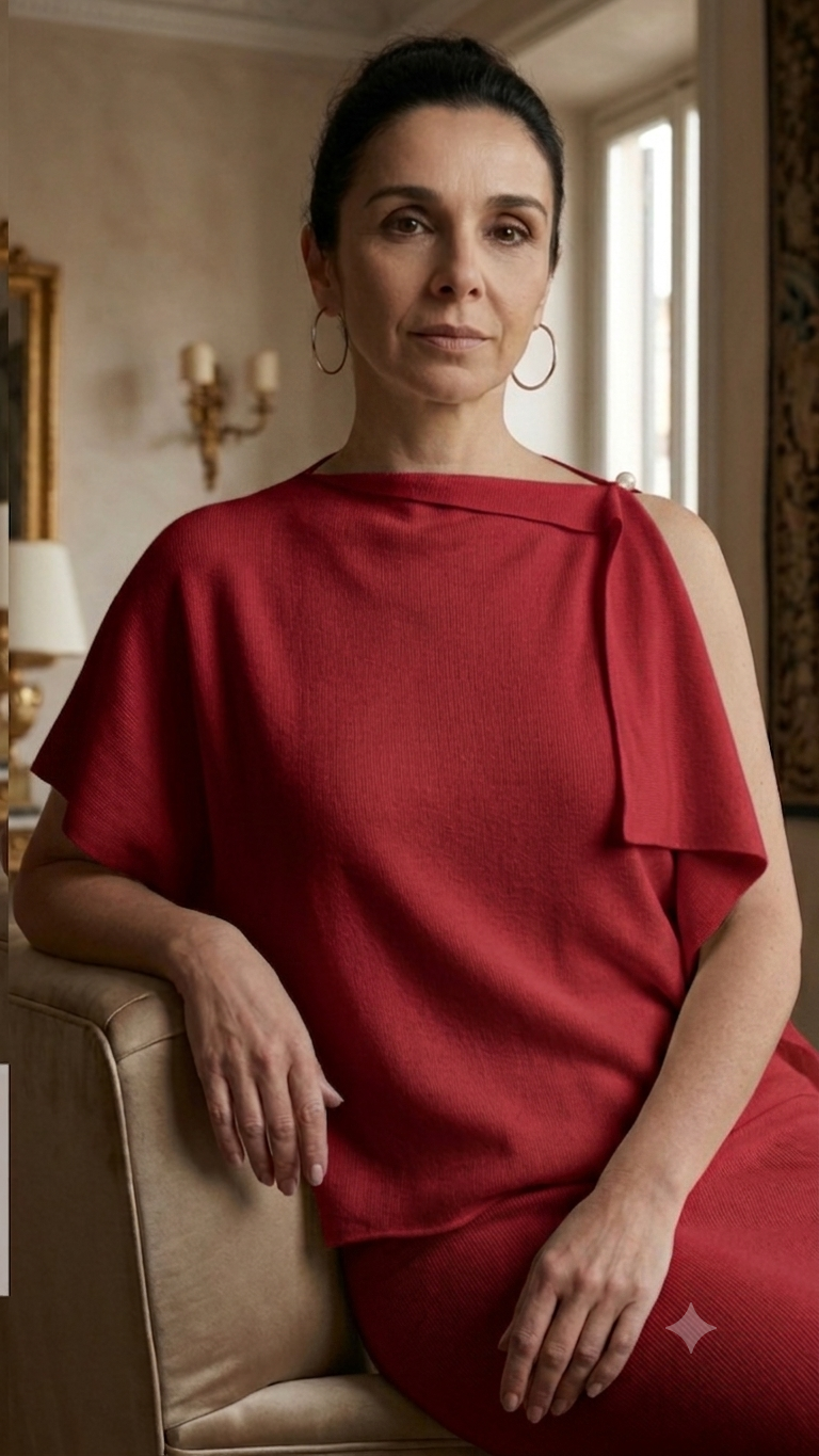 Top Monospalla in Viscosa con Perla | Maglia Elegante Artigianale Made in Italy