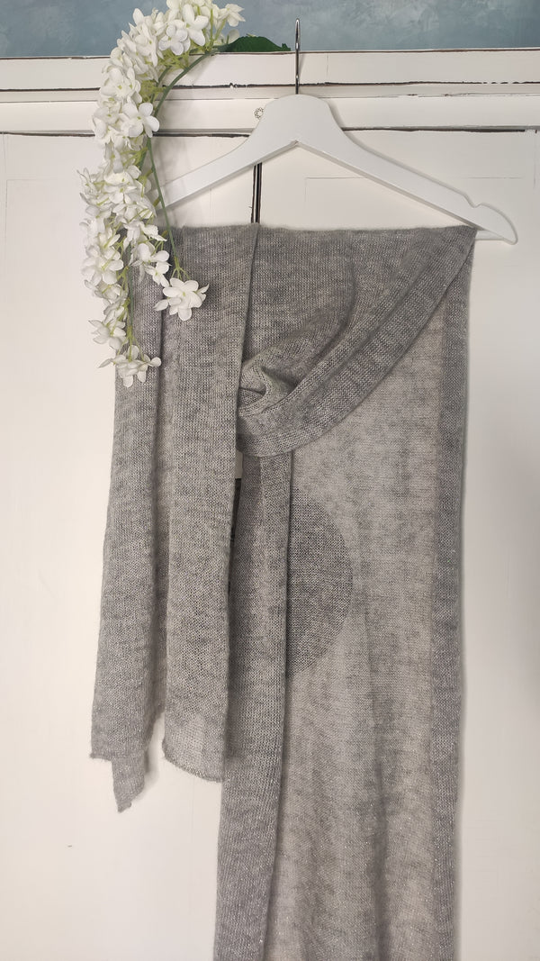pearl gray mohair and lurex stole