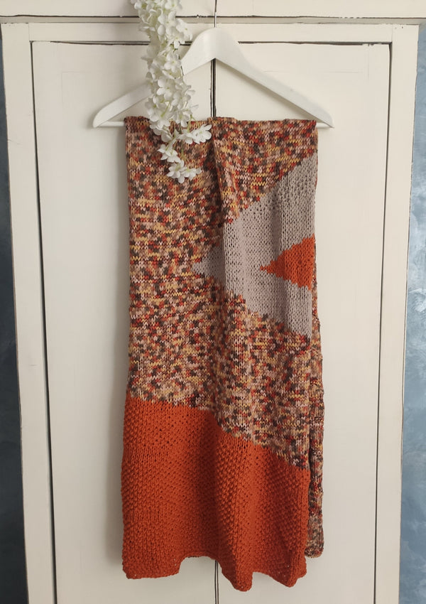 Handmade stole in shades of orange and sand