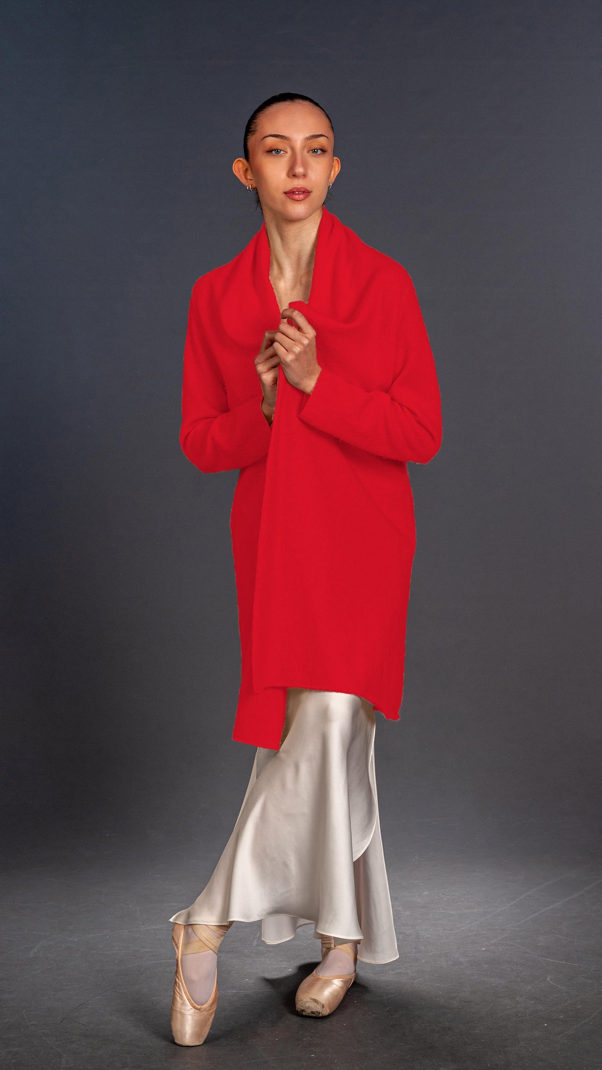Cardigan Lungo Cashmere Rosso - Mela Wedding