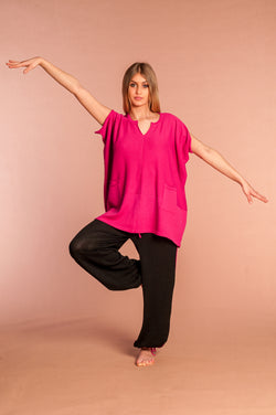 Fuchsia Oversize Yoga Sweater